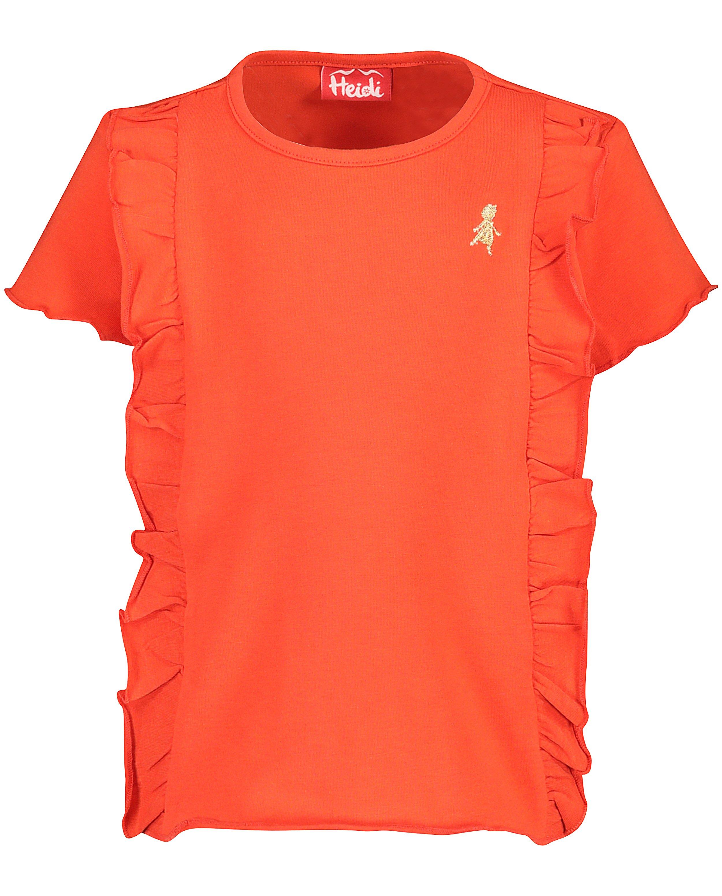 T-shirts - Koraalrood shirt met ruches Heidi