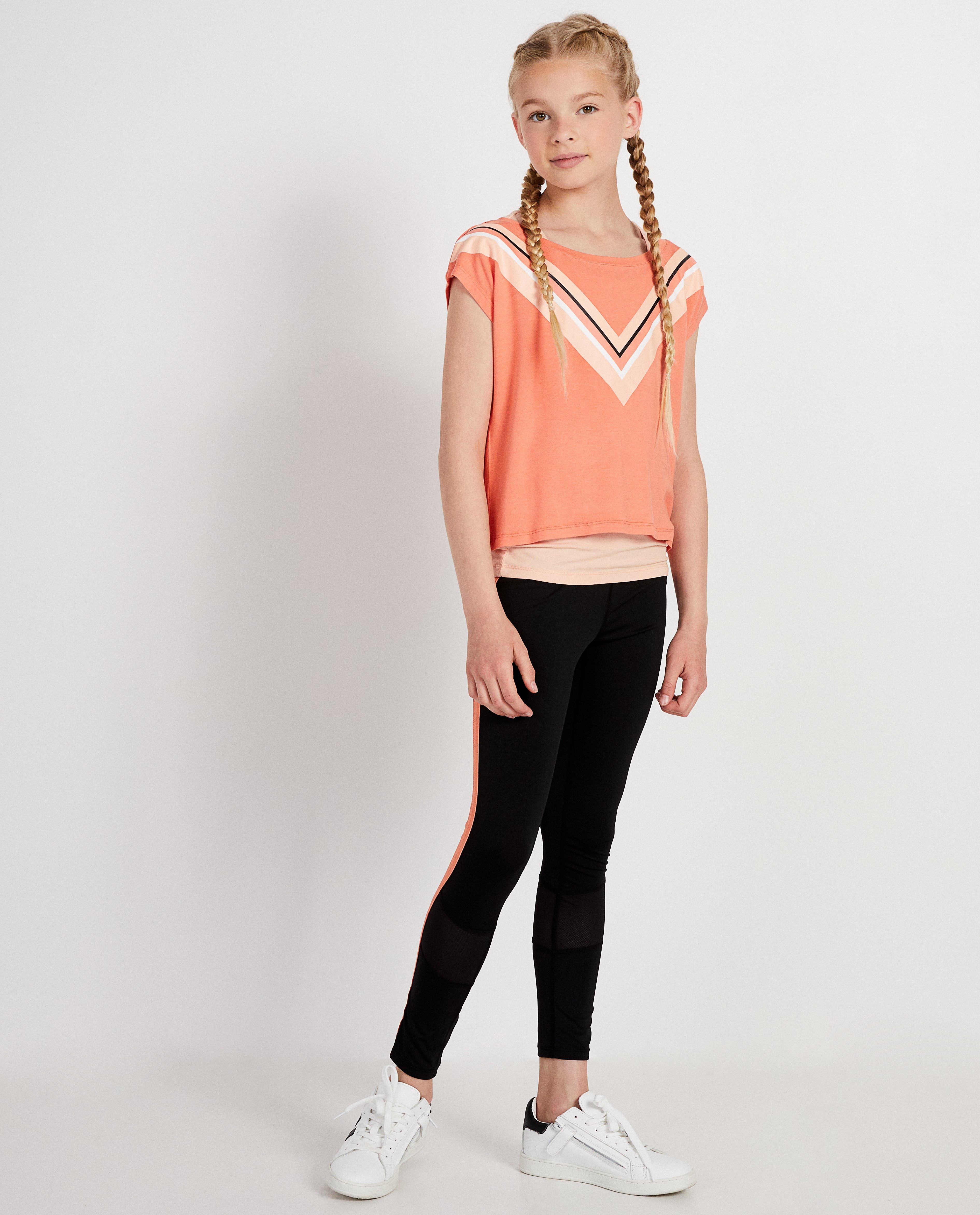 Zwarte legging met roze streep - aan de zij - JBC