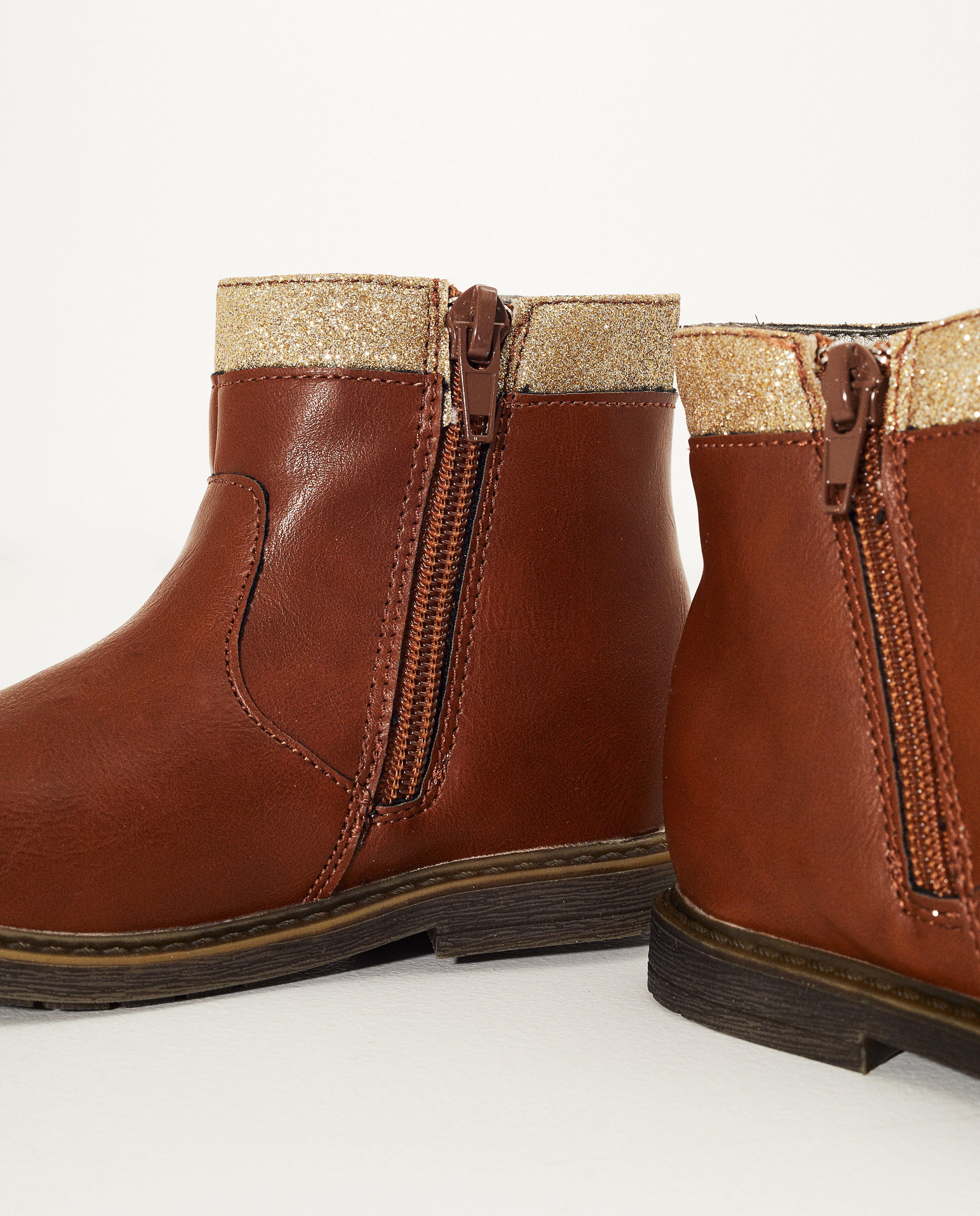 Chaussures - Bottillons bruns à paillettes