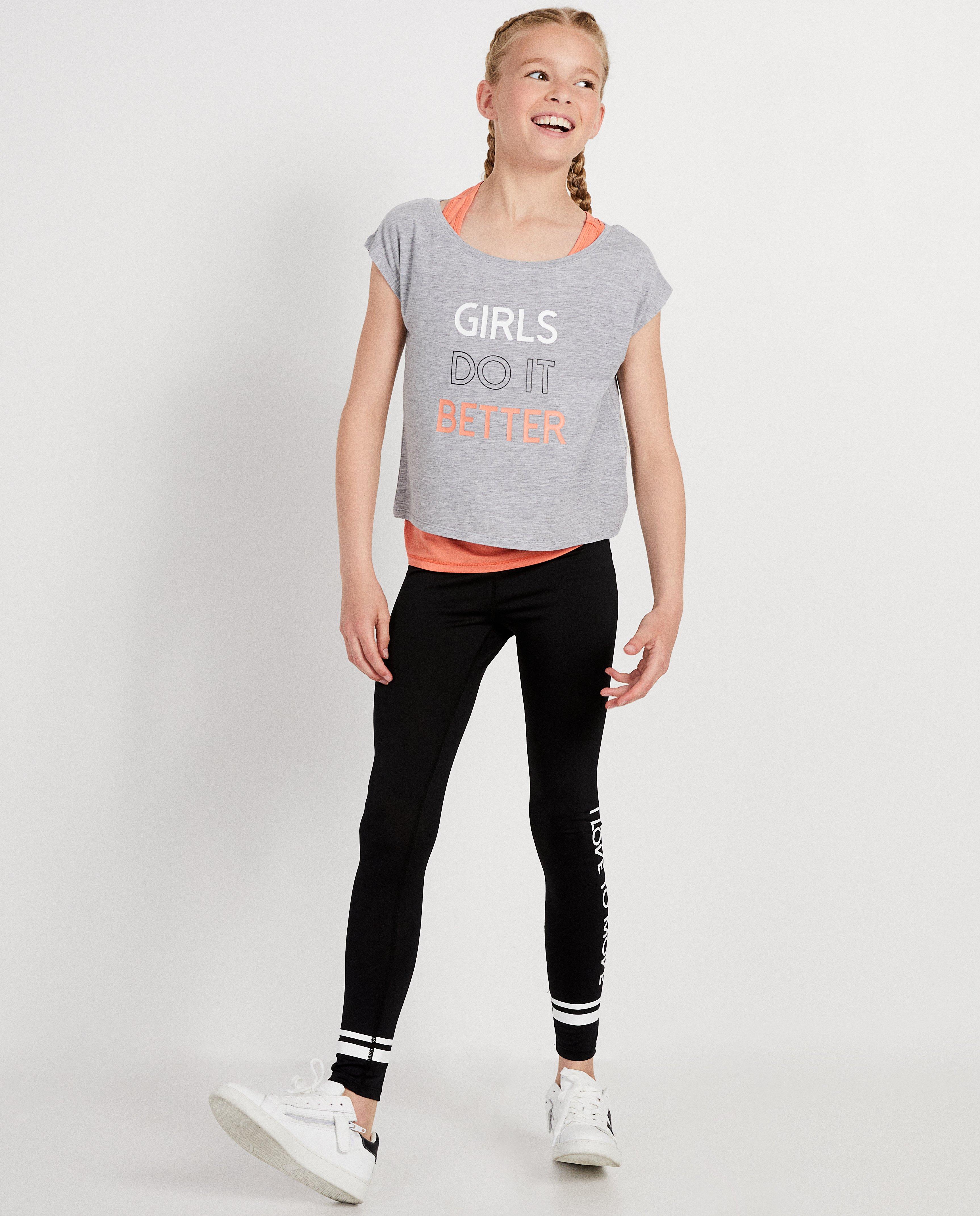 Zwarte legging met wit opschrift - 'I love to move' - JBC