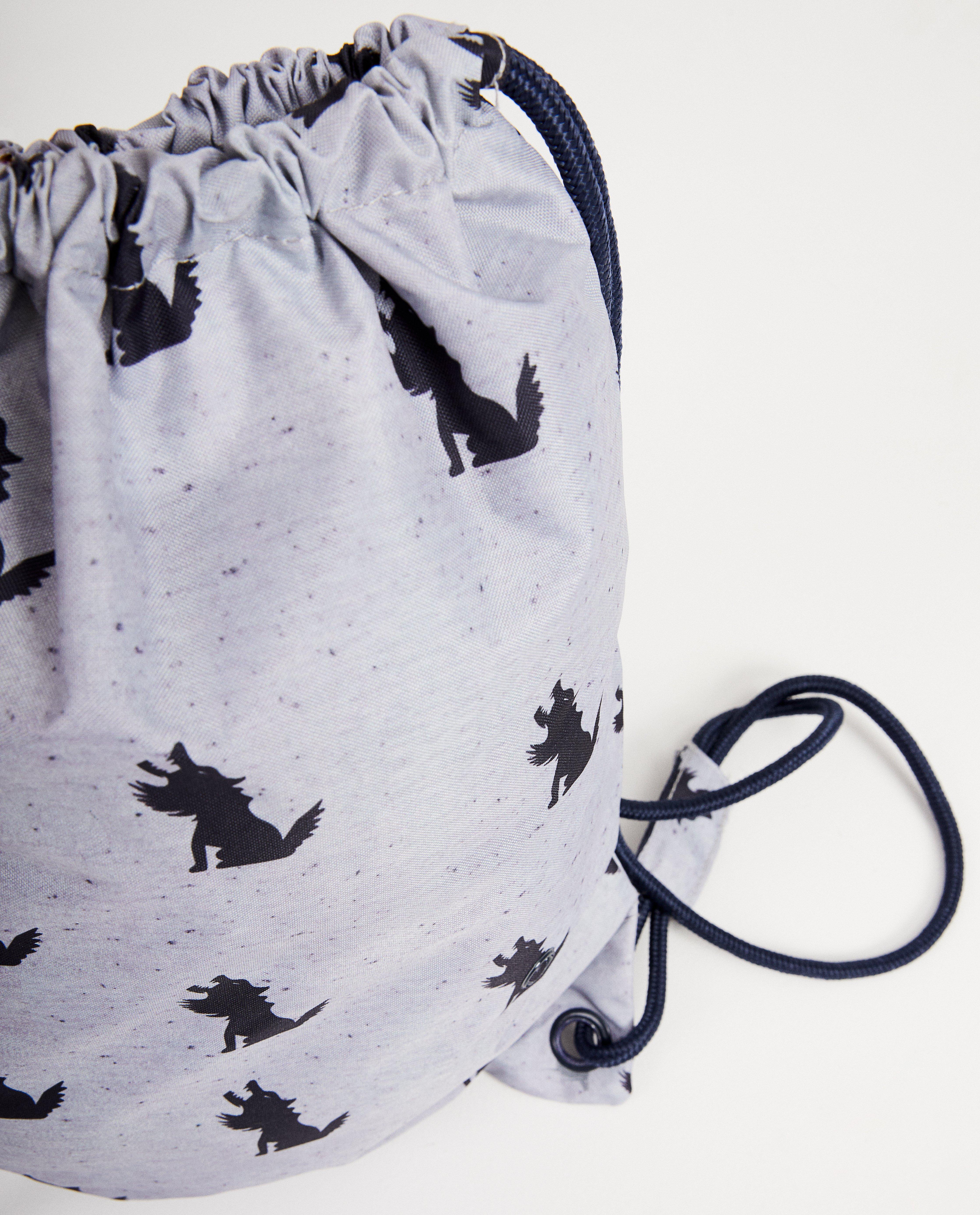 Sacs - Sac de gym gris, imprimé de loups