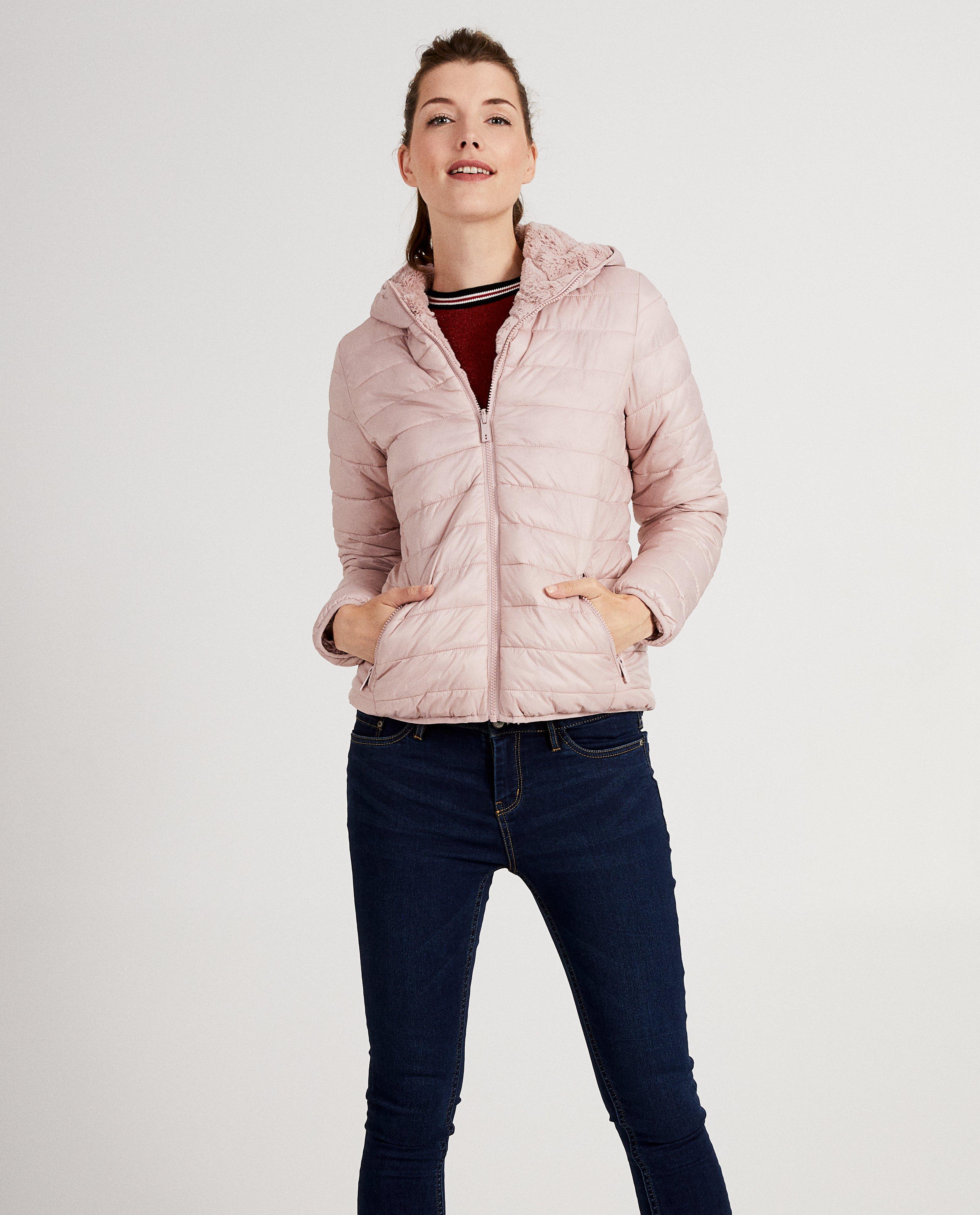 Omkeerbare roze jas - met pels - JBC
