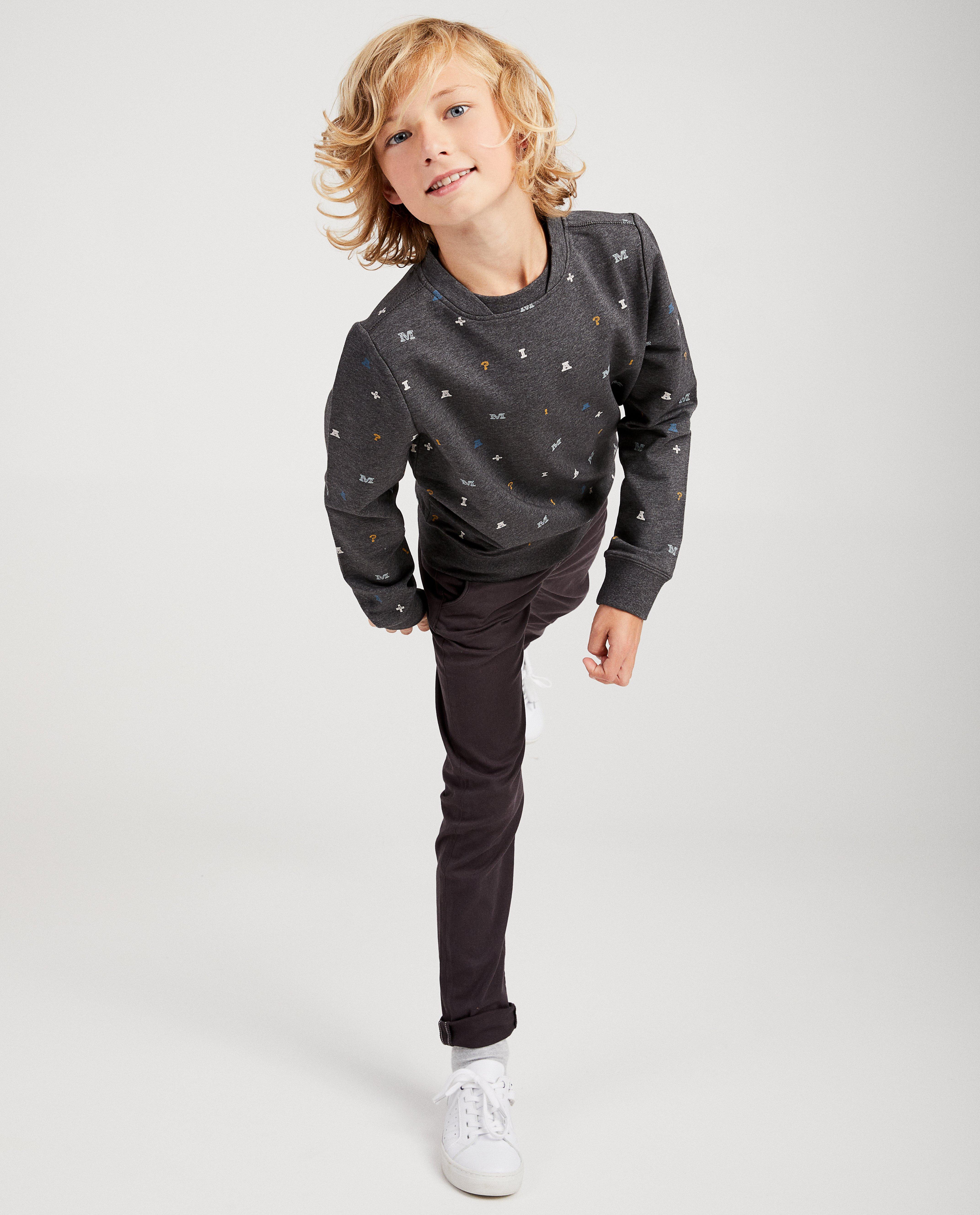 Grijze sweater van biokatoen I AM - allover - I AM