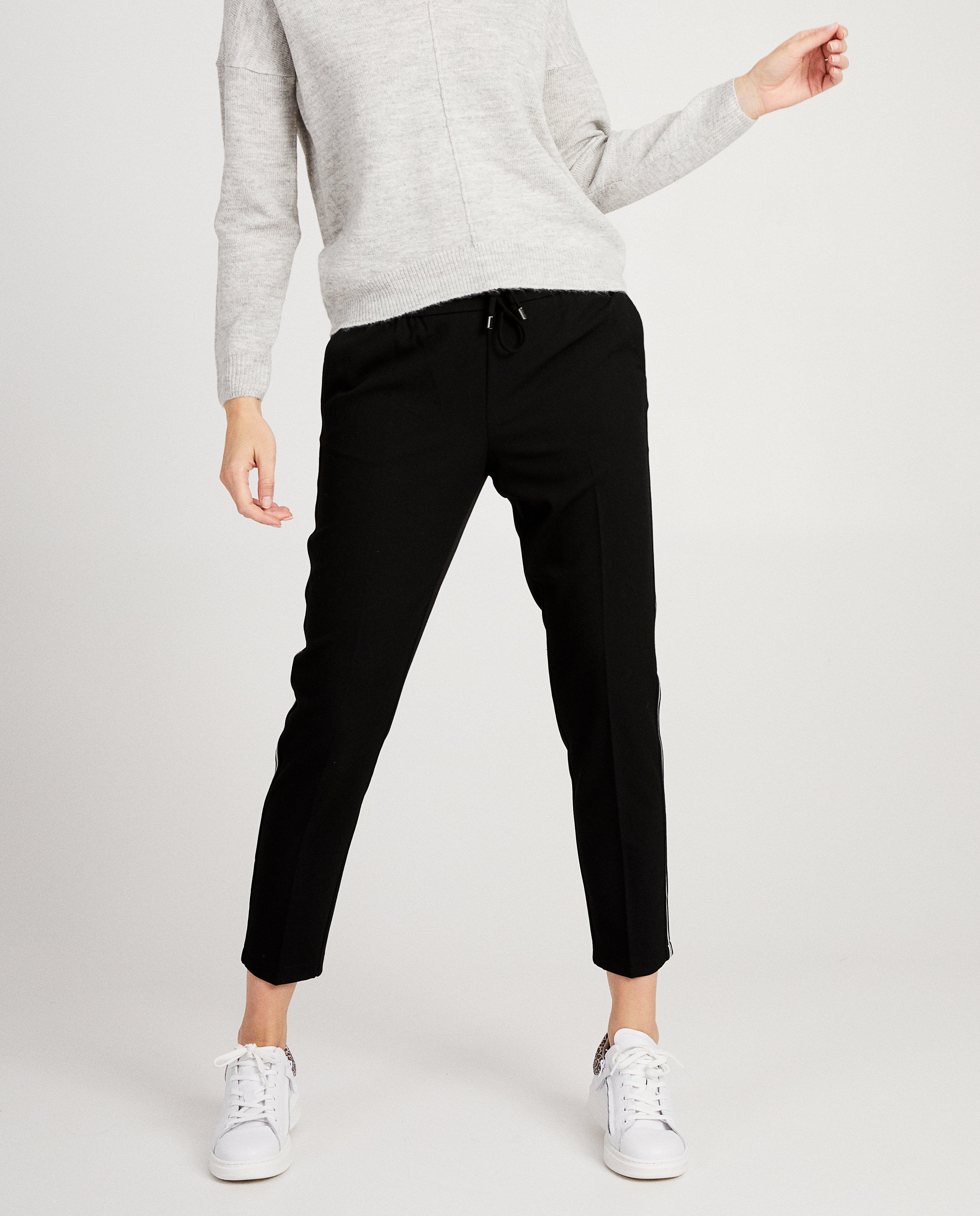 Pantalons - Pantalon noir à rayure blanche