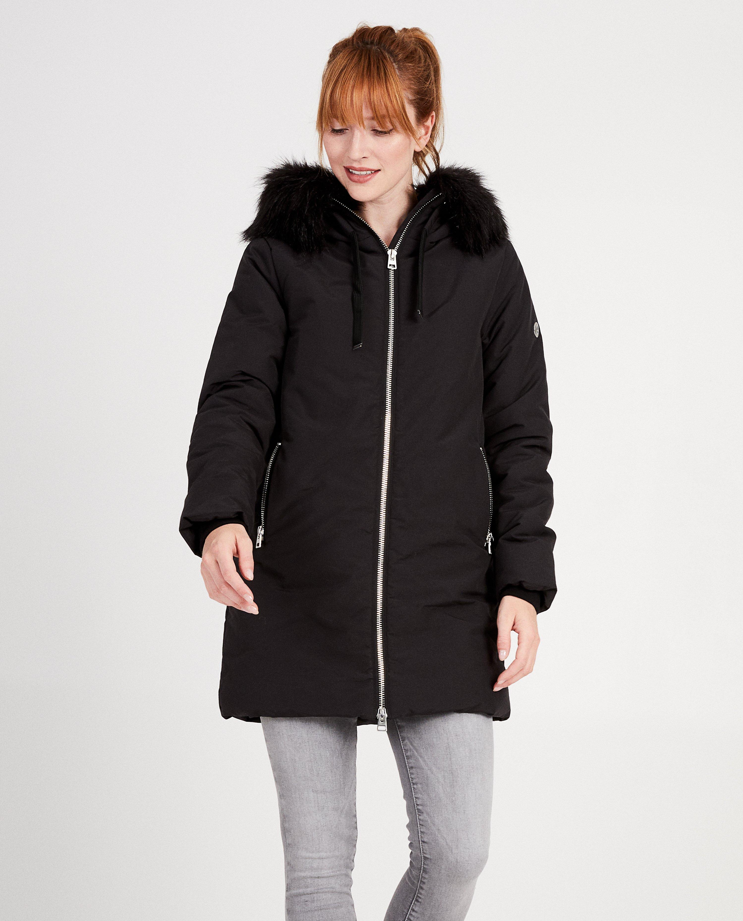 Parka's - Zwarte jas met faux-fur