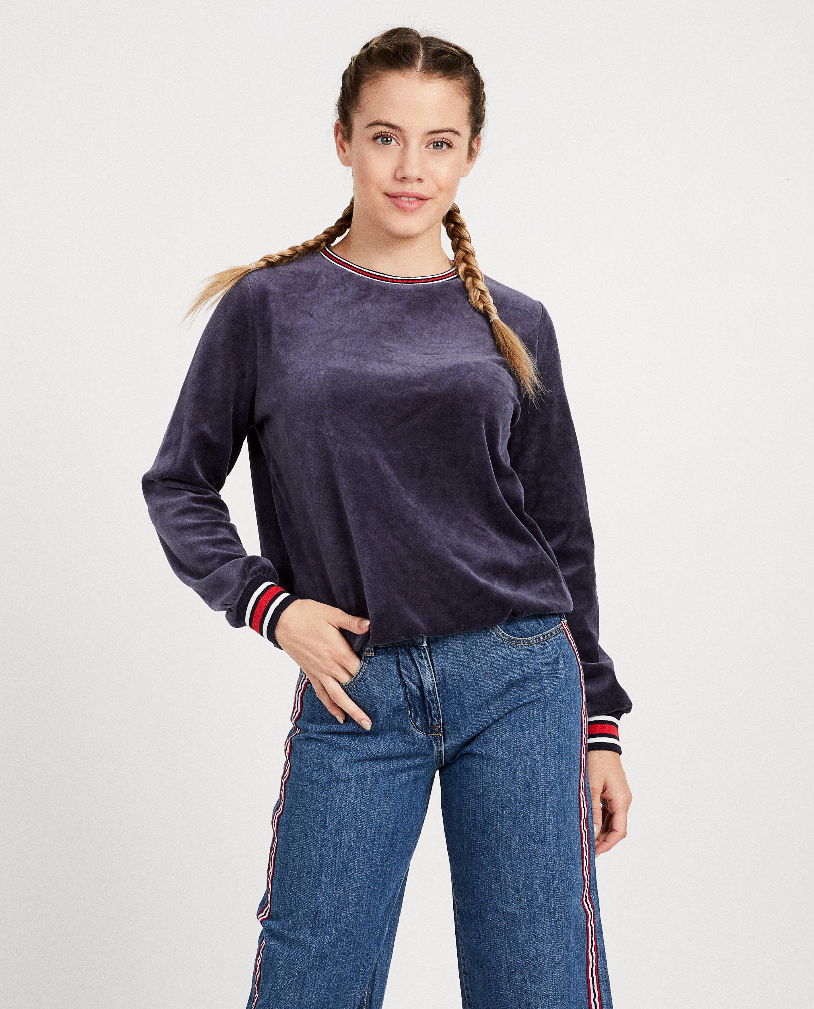 Sweats - Sweat bleu en velours