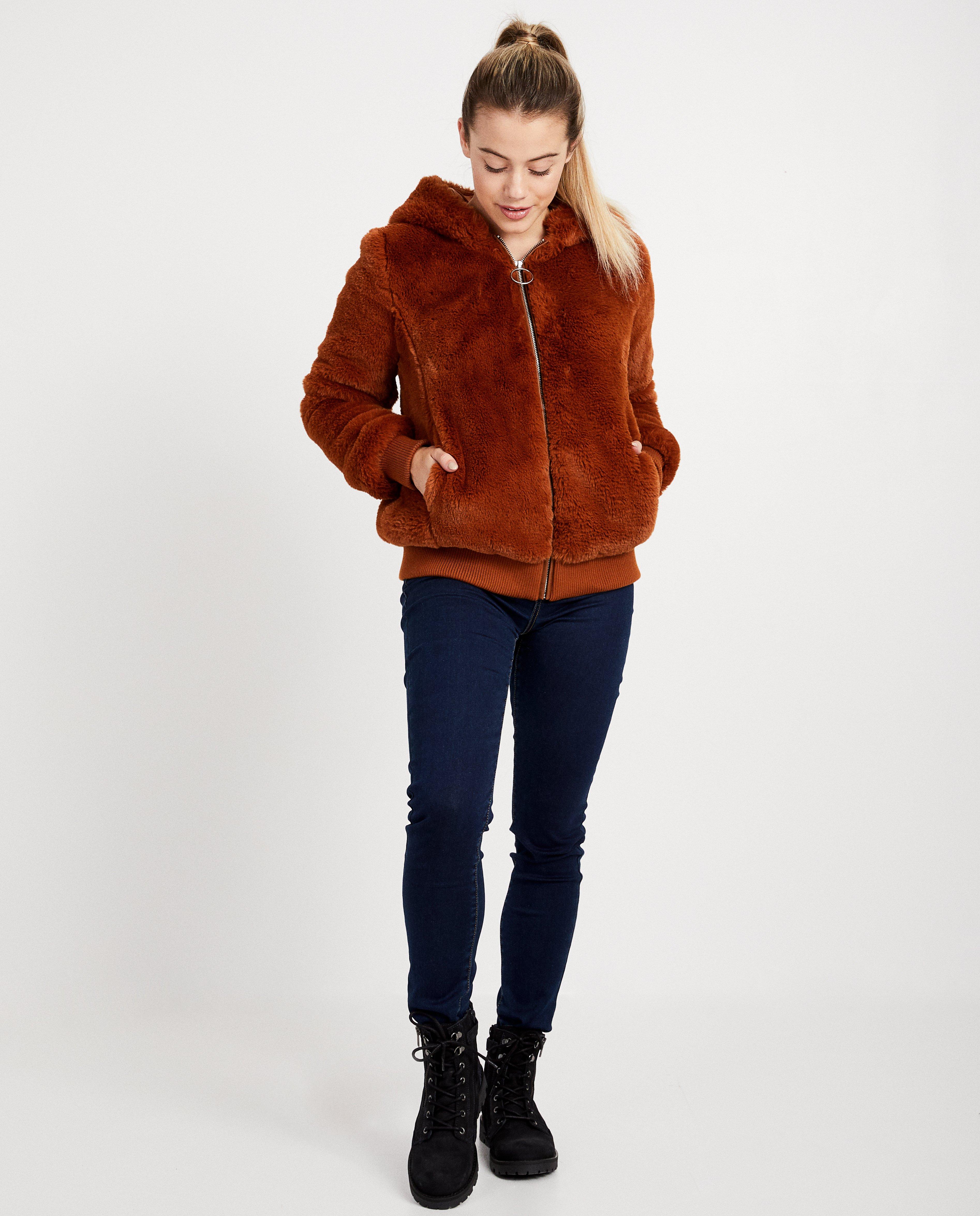 Veste brune en teddy - en fausse fourrure - JBC