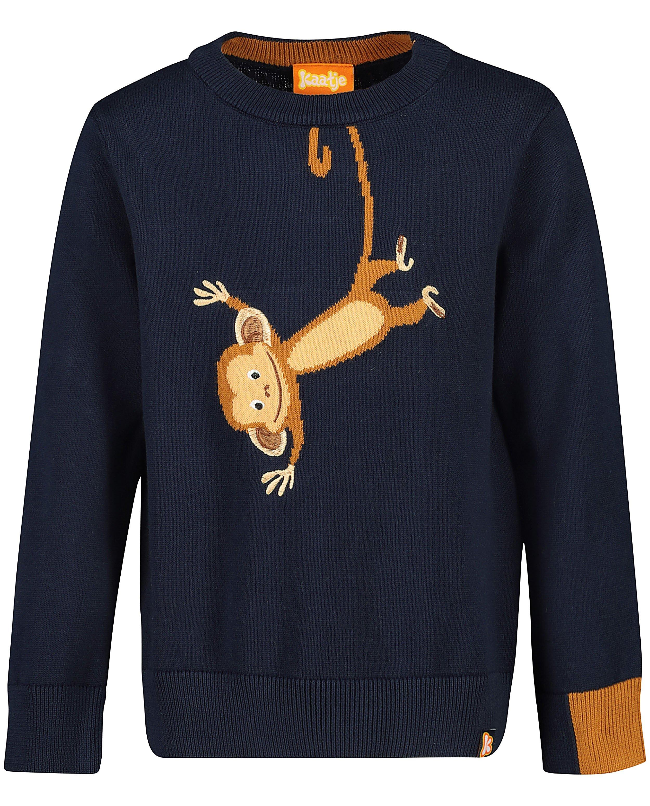 Pulls - Pull bleu avec singe Kathy