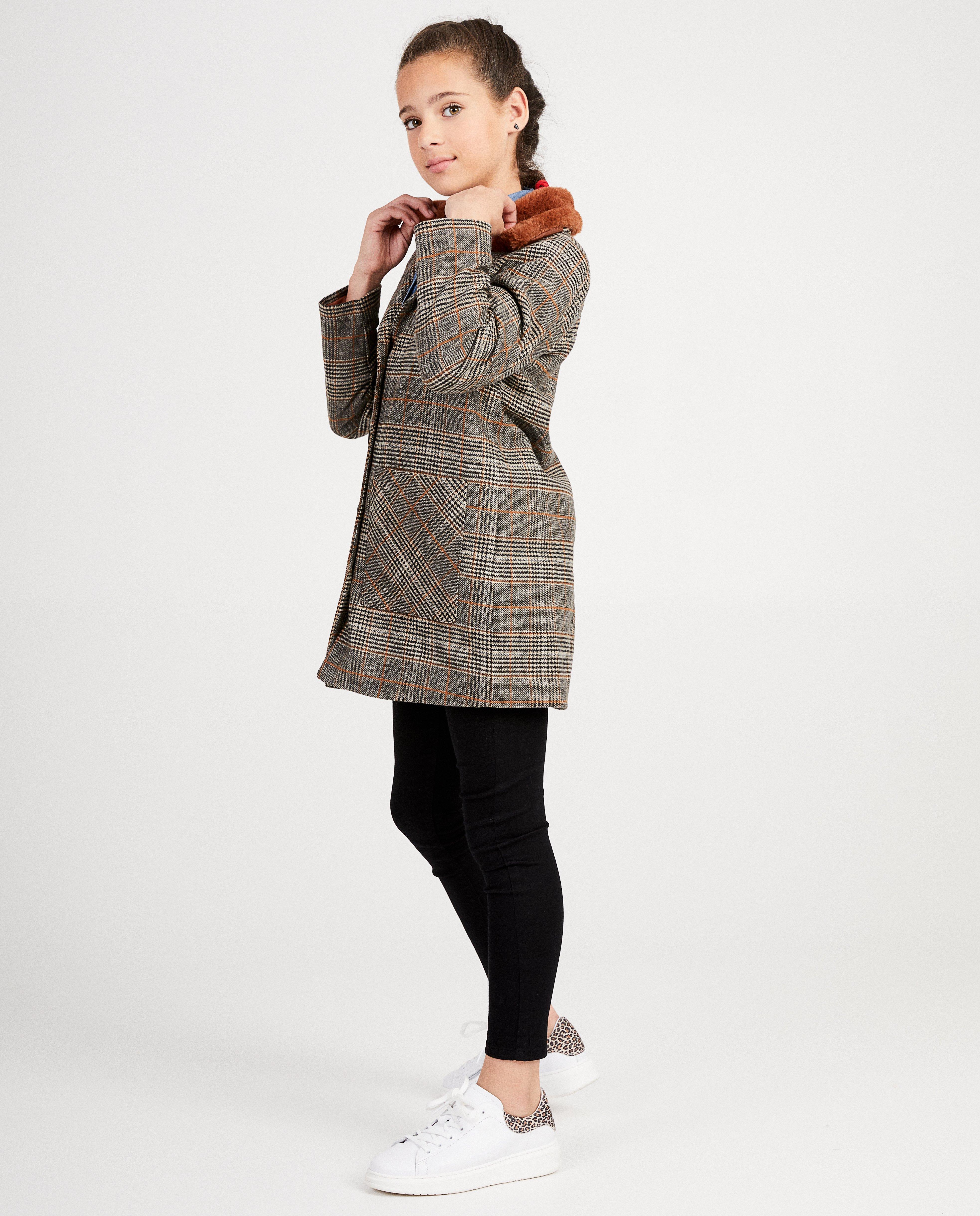 Veste beige à carreaux - manteau long - JBC