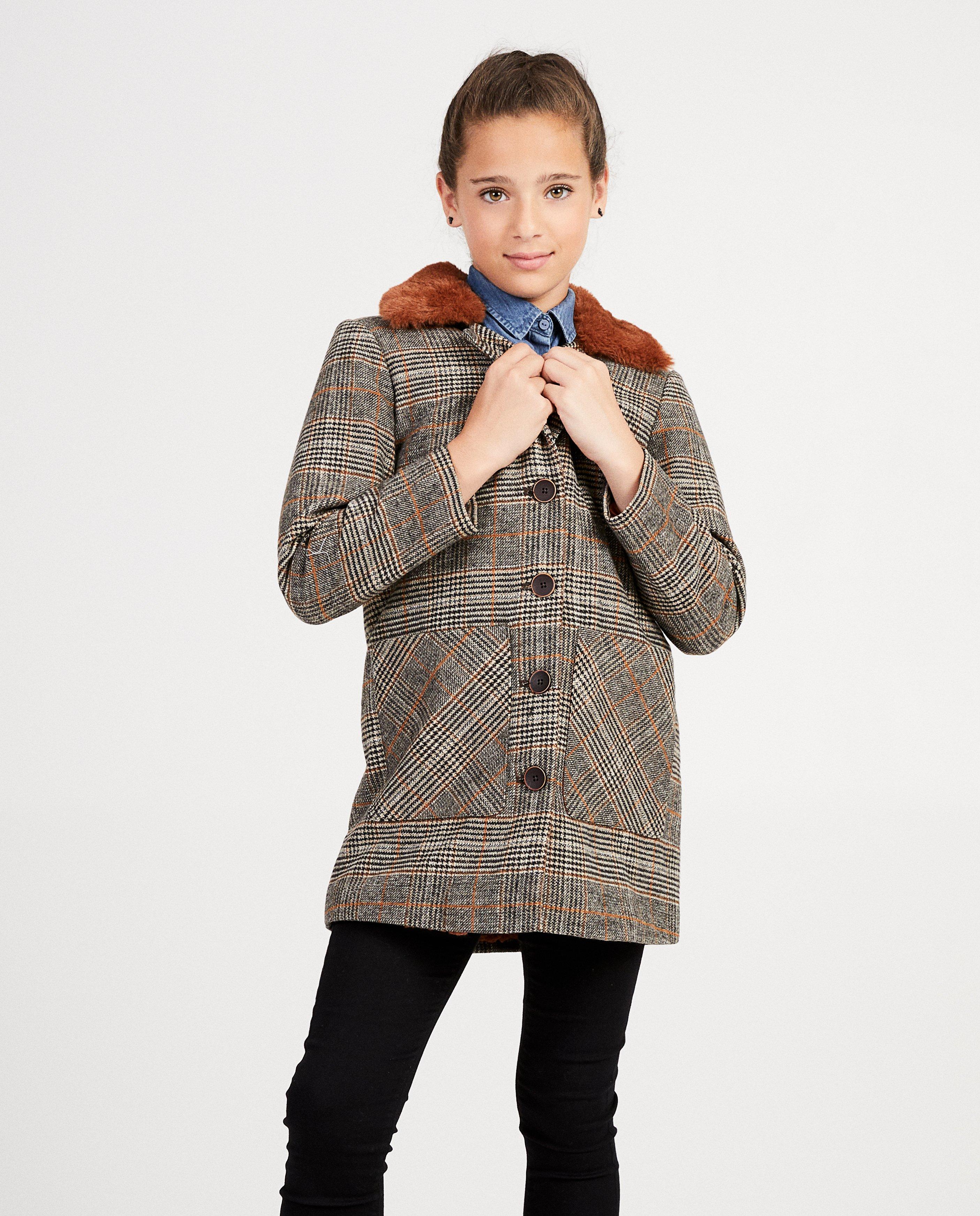 Winterjassen - Beige jas met ruitpatroon