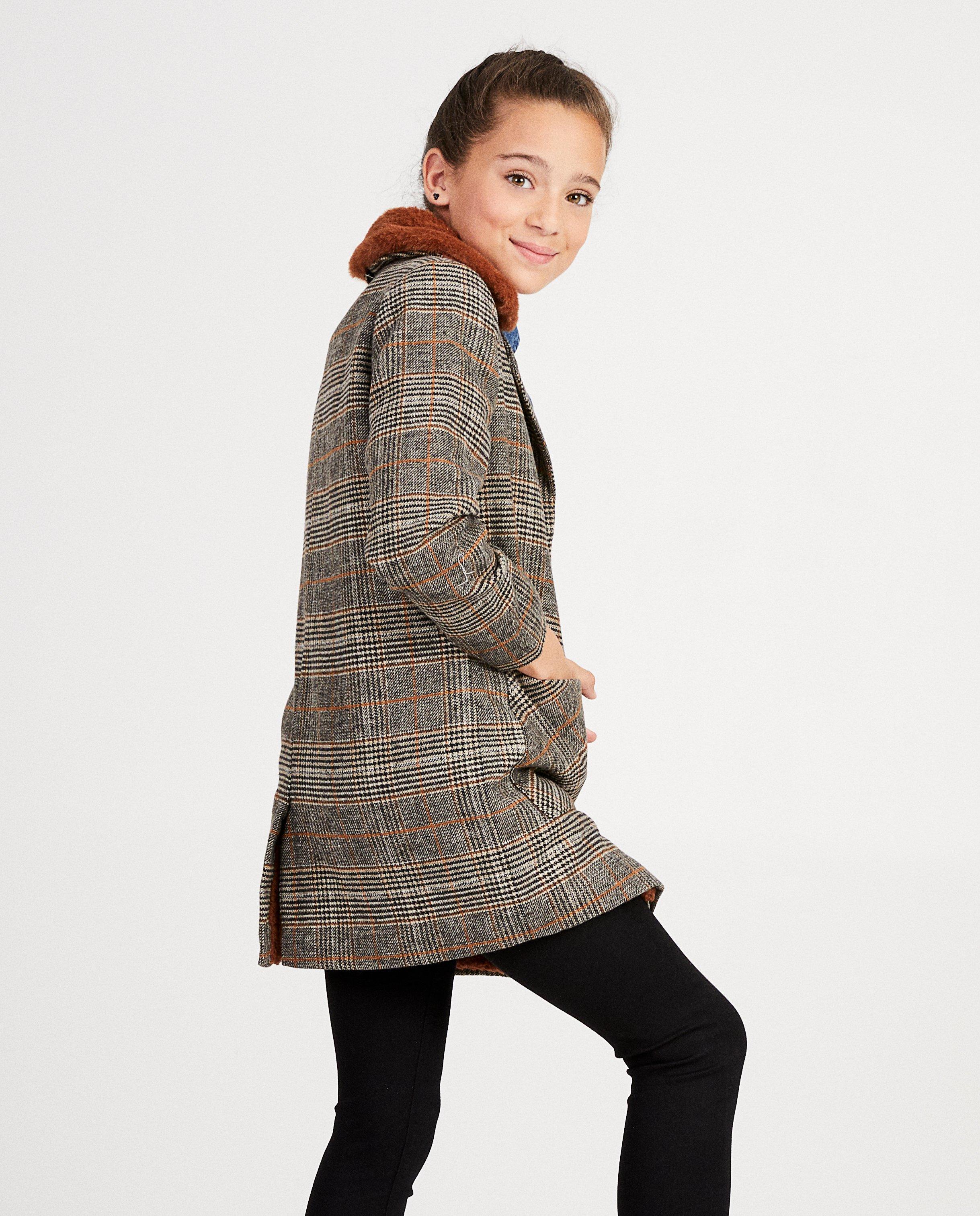 Winterjassen - Beige jas met ruitpatroon