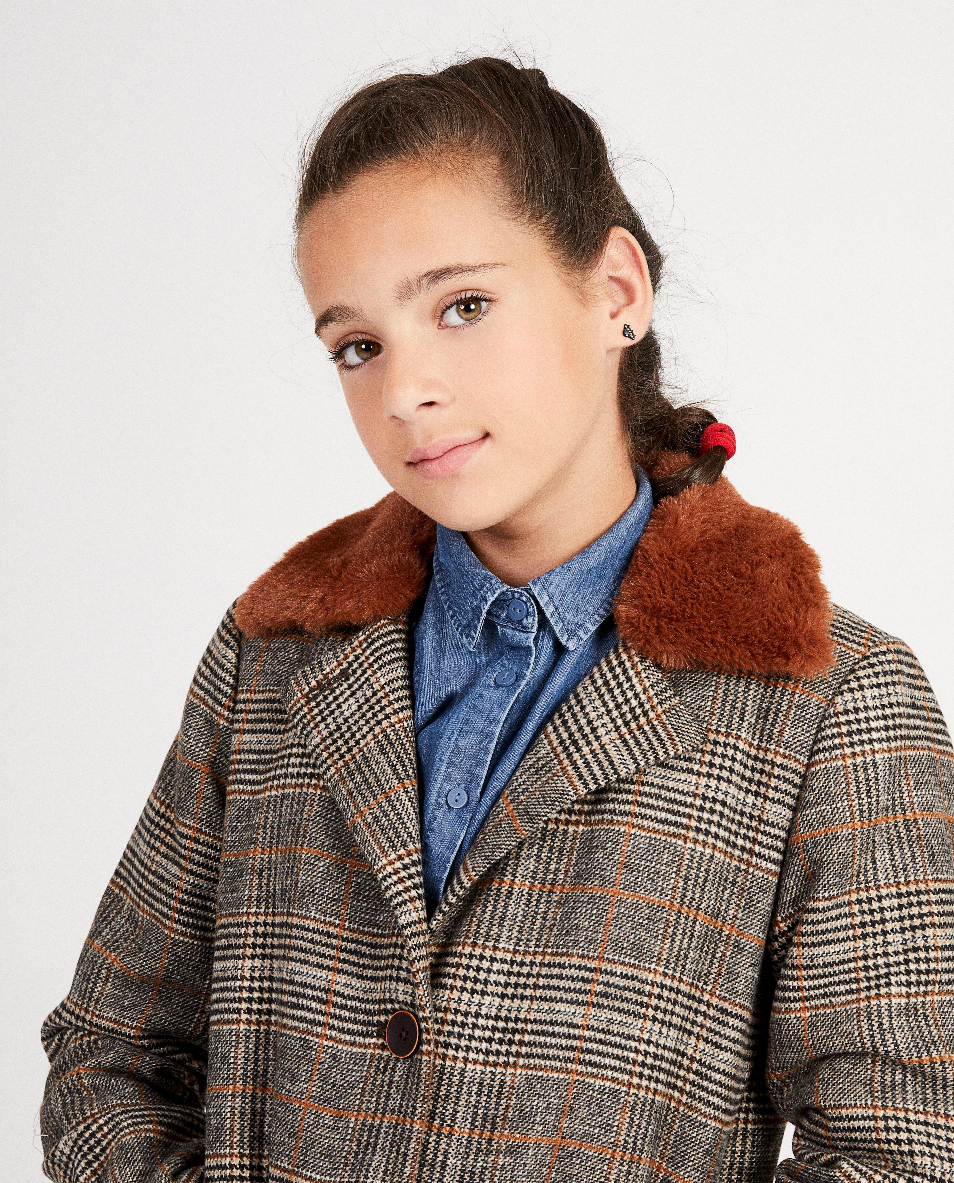 Winterjassen - Beige jas met ruitpatroon