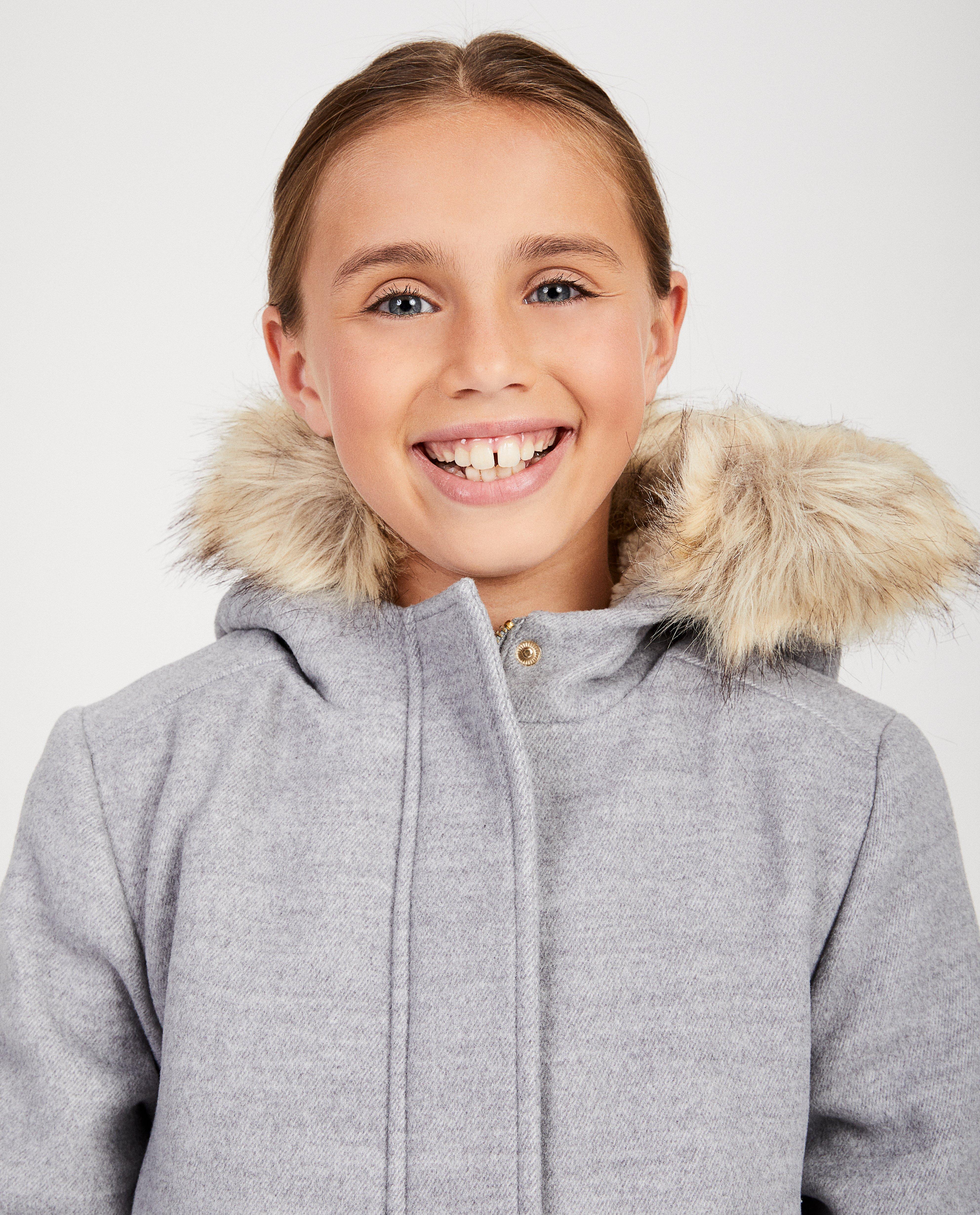Winterjassen - Grijze jas met faux-fur