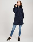 Donkerblauwe jas met faux-fur Sora - kraag aan de kap - JBC