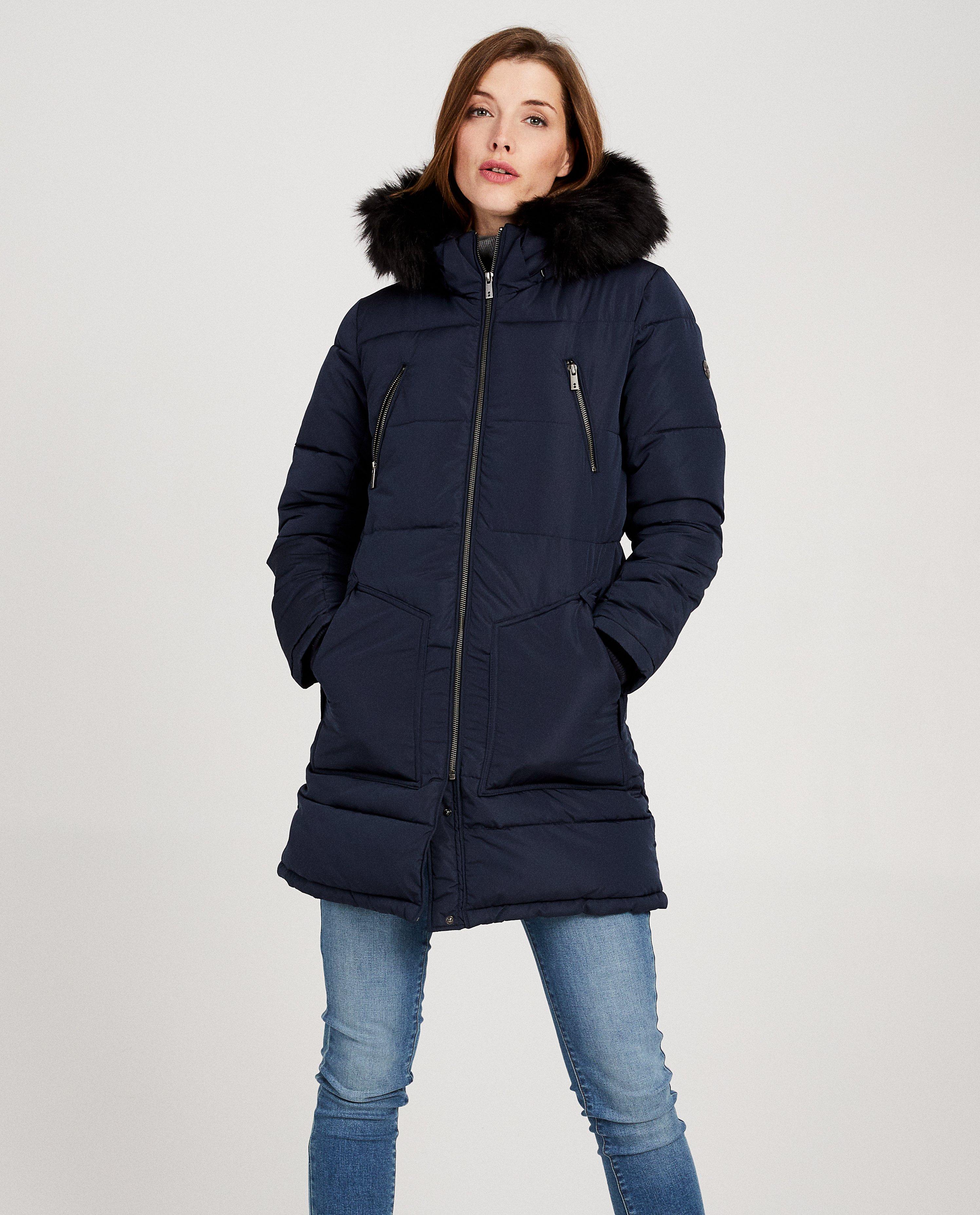 Parka's - Donkerblauwe jas met faux-fur Sora