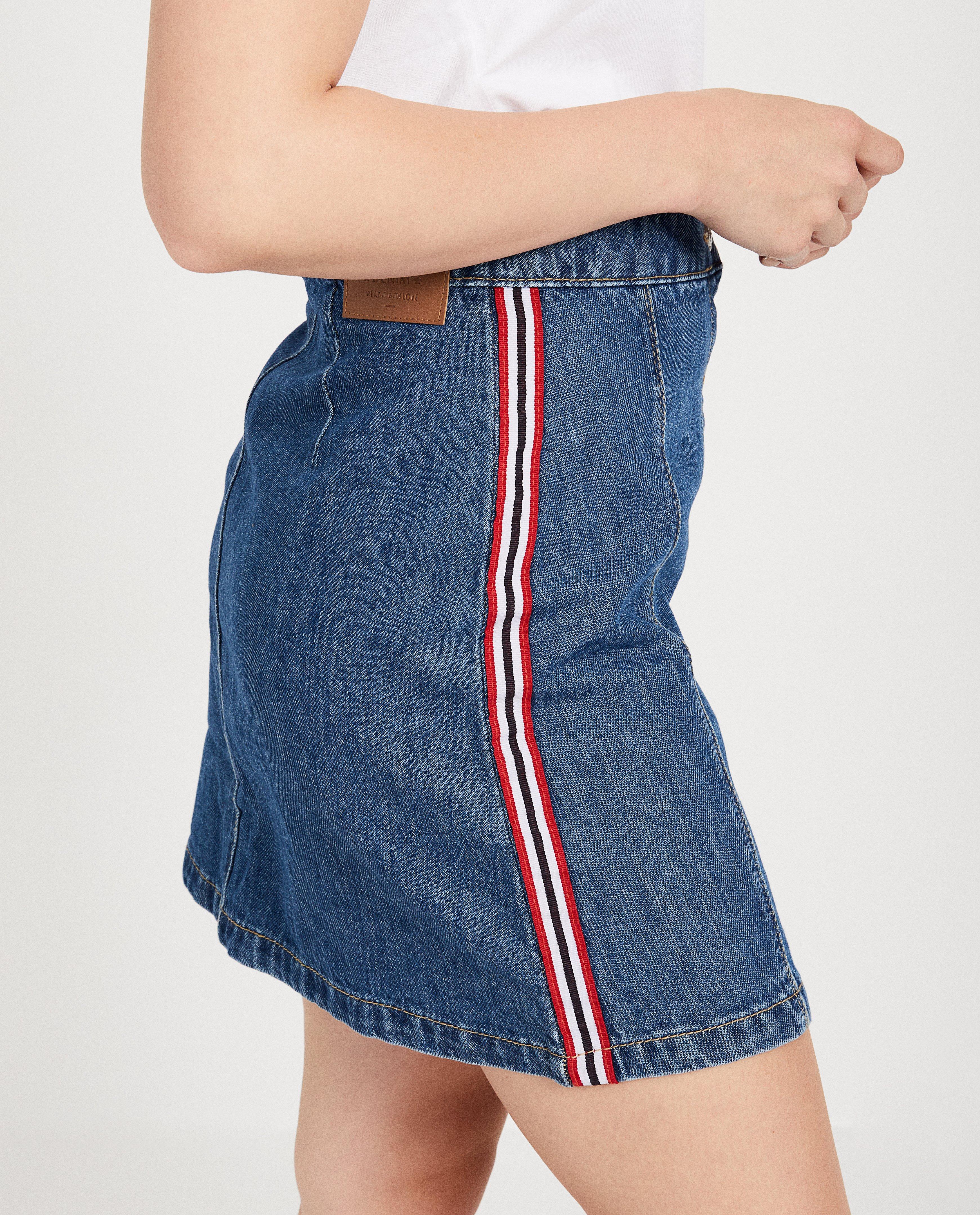 Jupes - Jupe en jeans bleue, bande