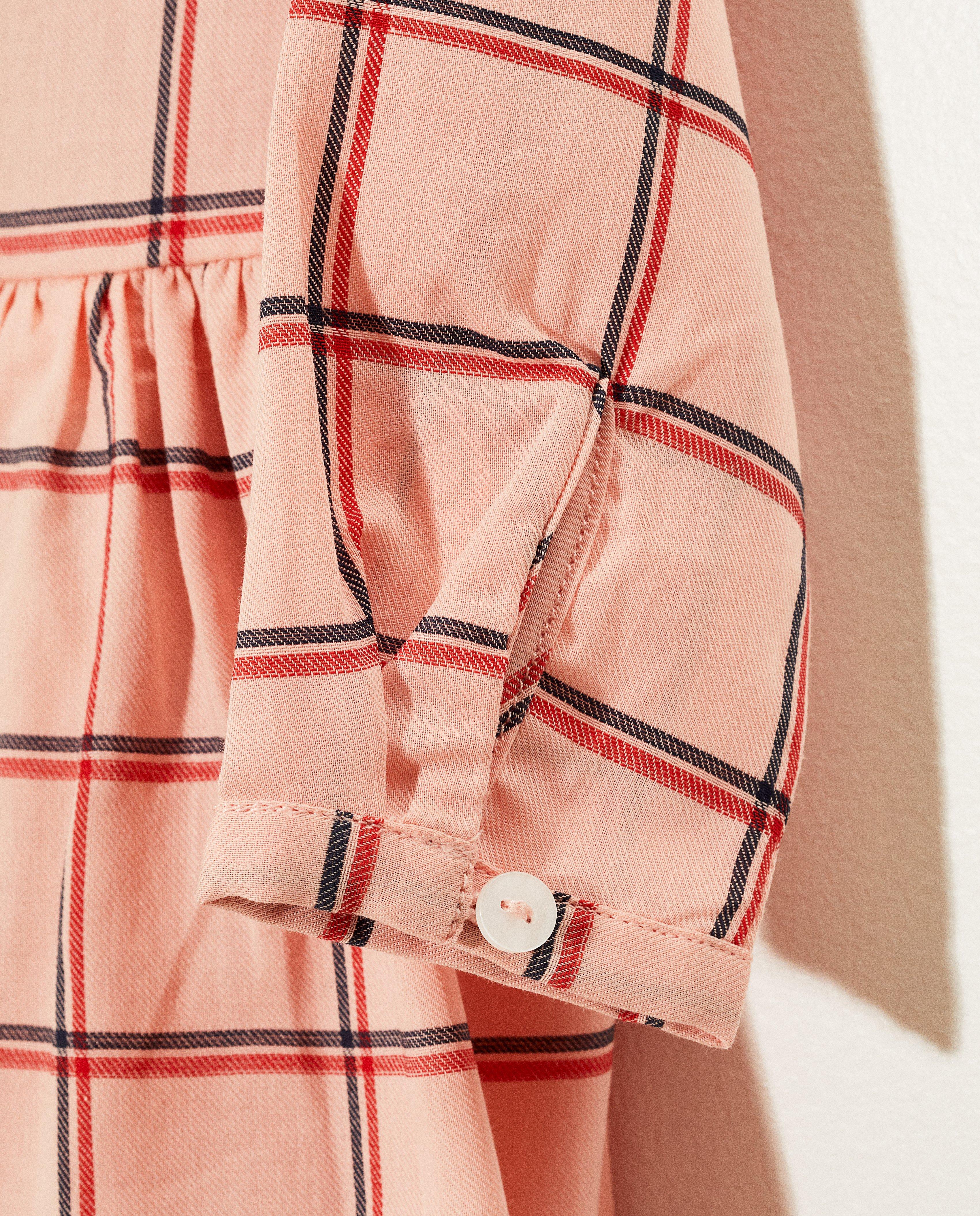 Robes - Robe rose, imprimé à carreaux