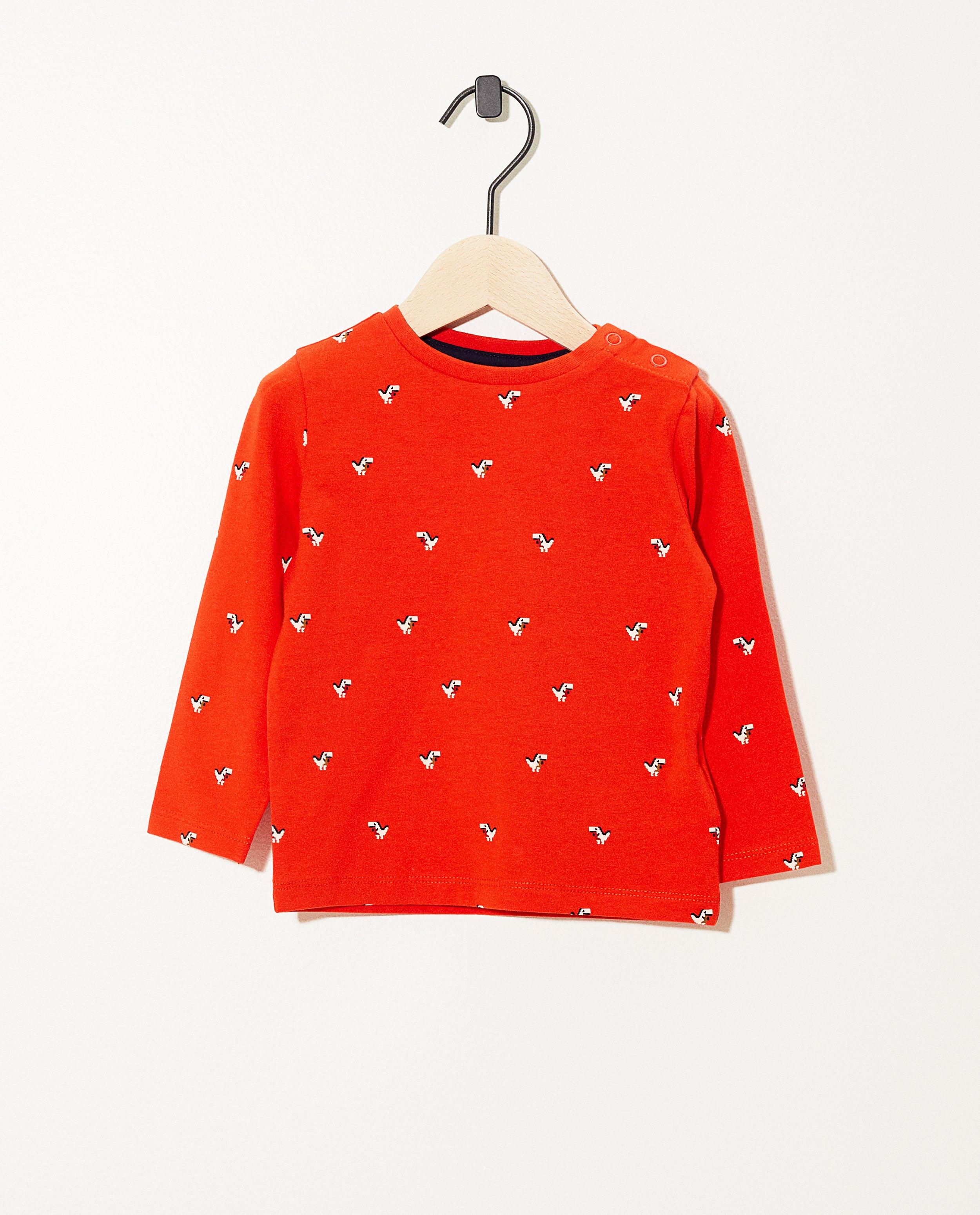 T-shirt rouge à manches longues - imprimé - JBC