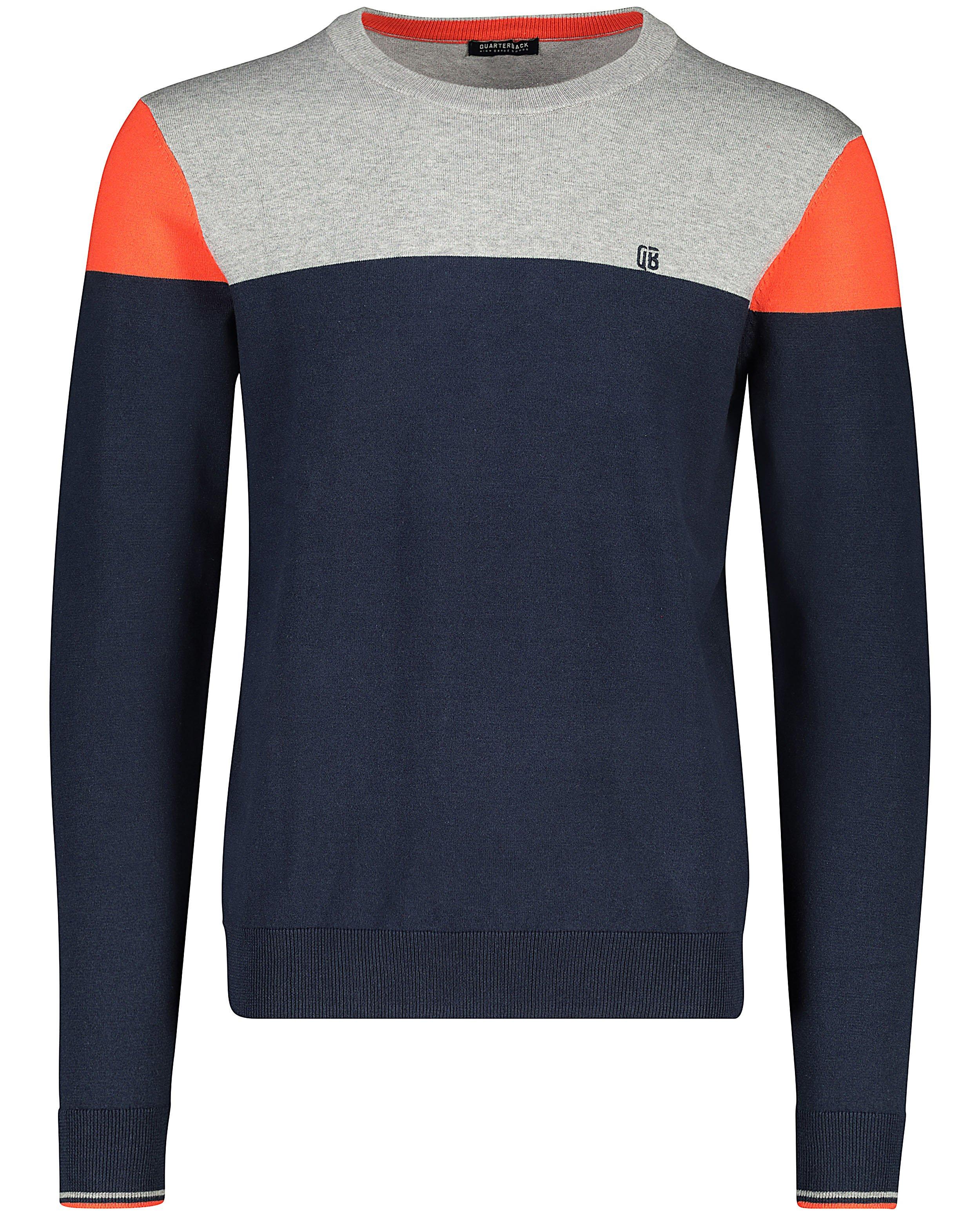 Truien - Donkerblauwe trui met color block