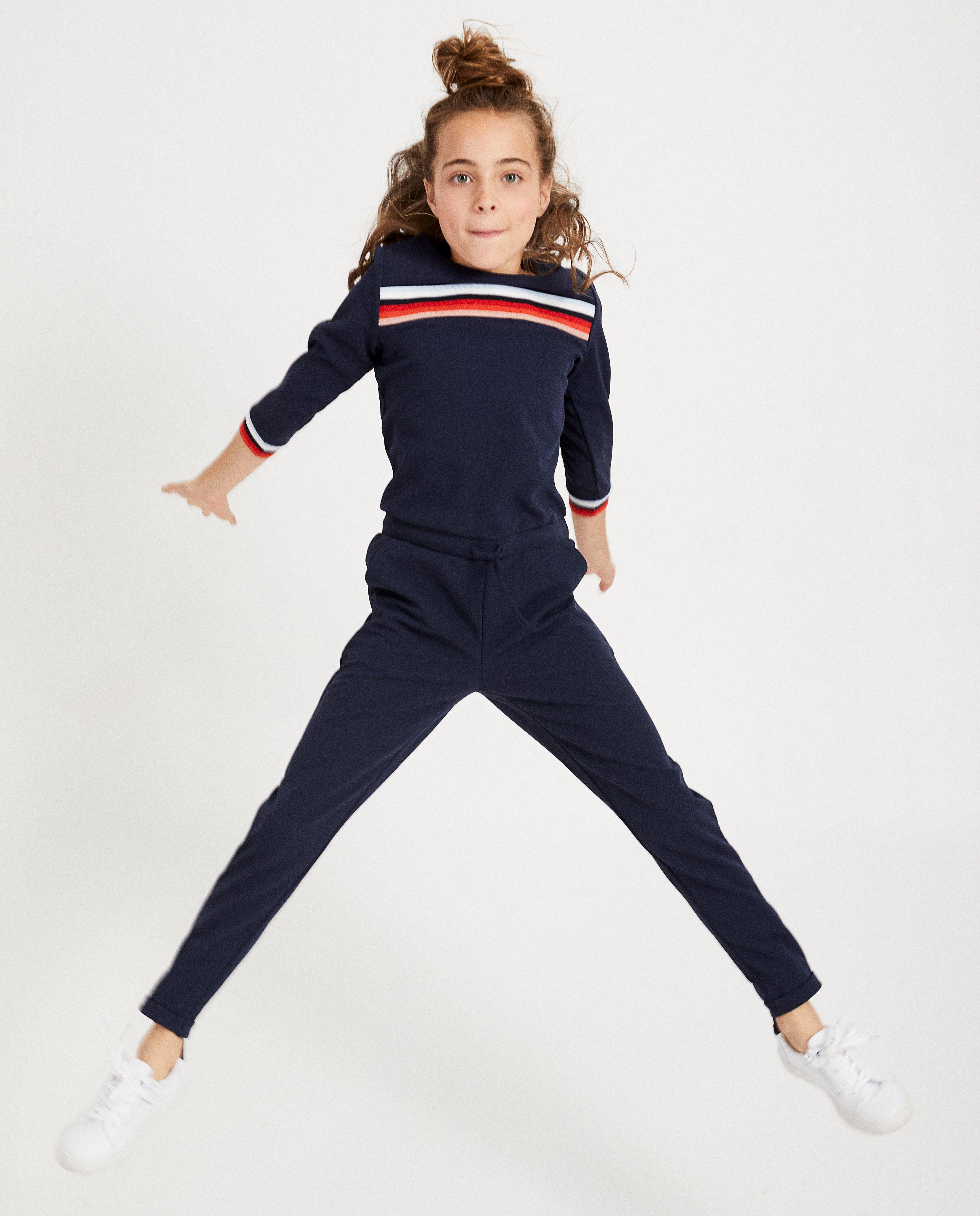 Donkerblauwe jumpsuit met strepen - met lange mouwen - JBC