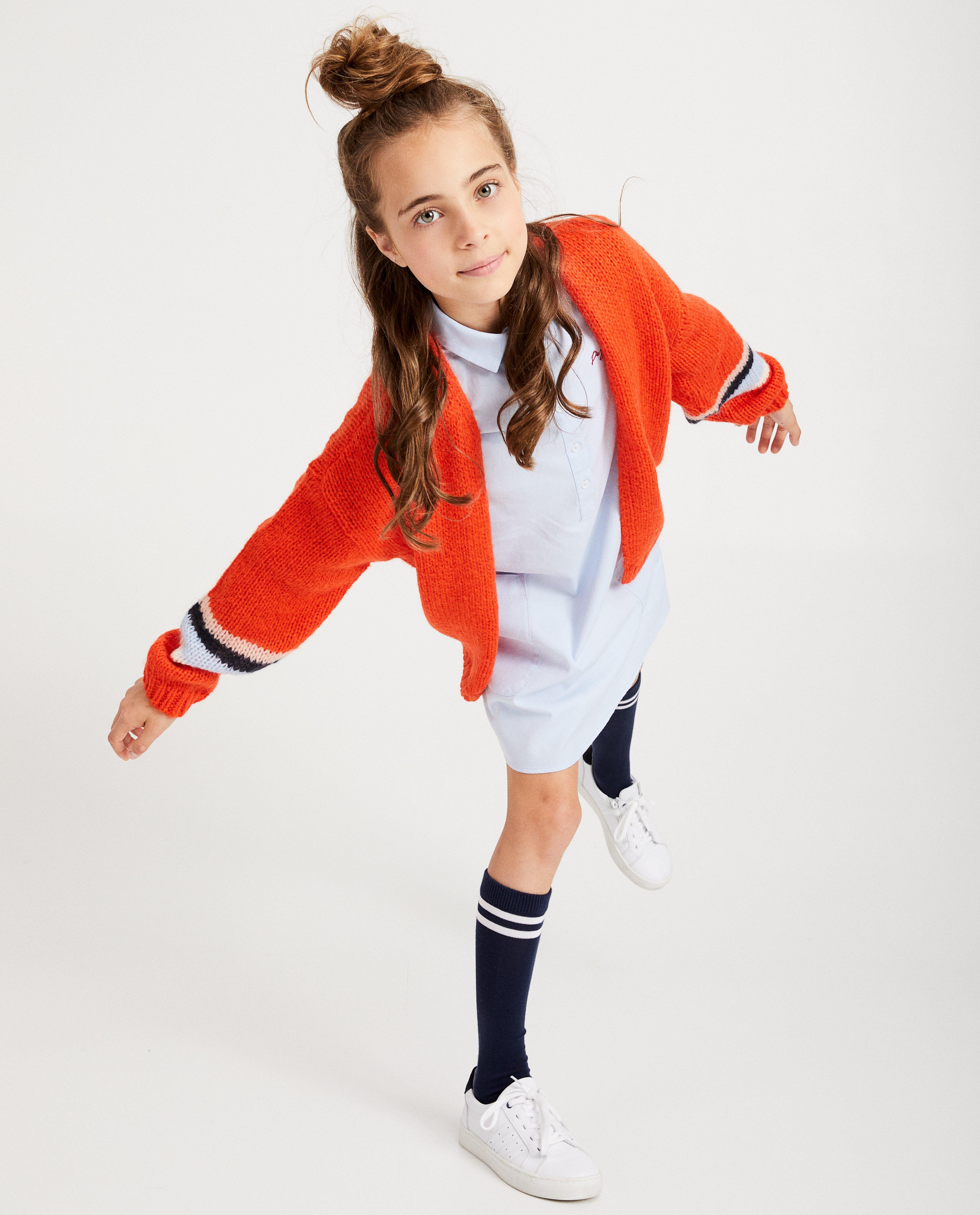 Cardigan corail rayé - tricot à grosses mailles - JBC