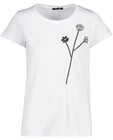 Wit T-shirt met glitter bloemen - Met glittersteentjes - Ella Italia