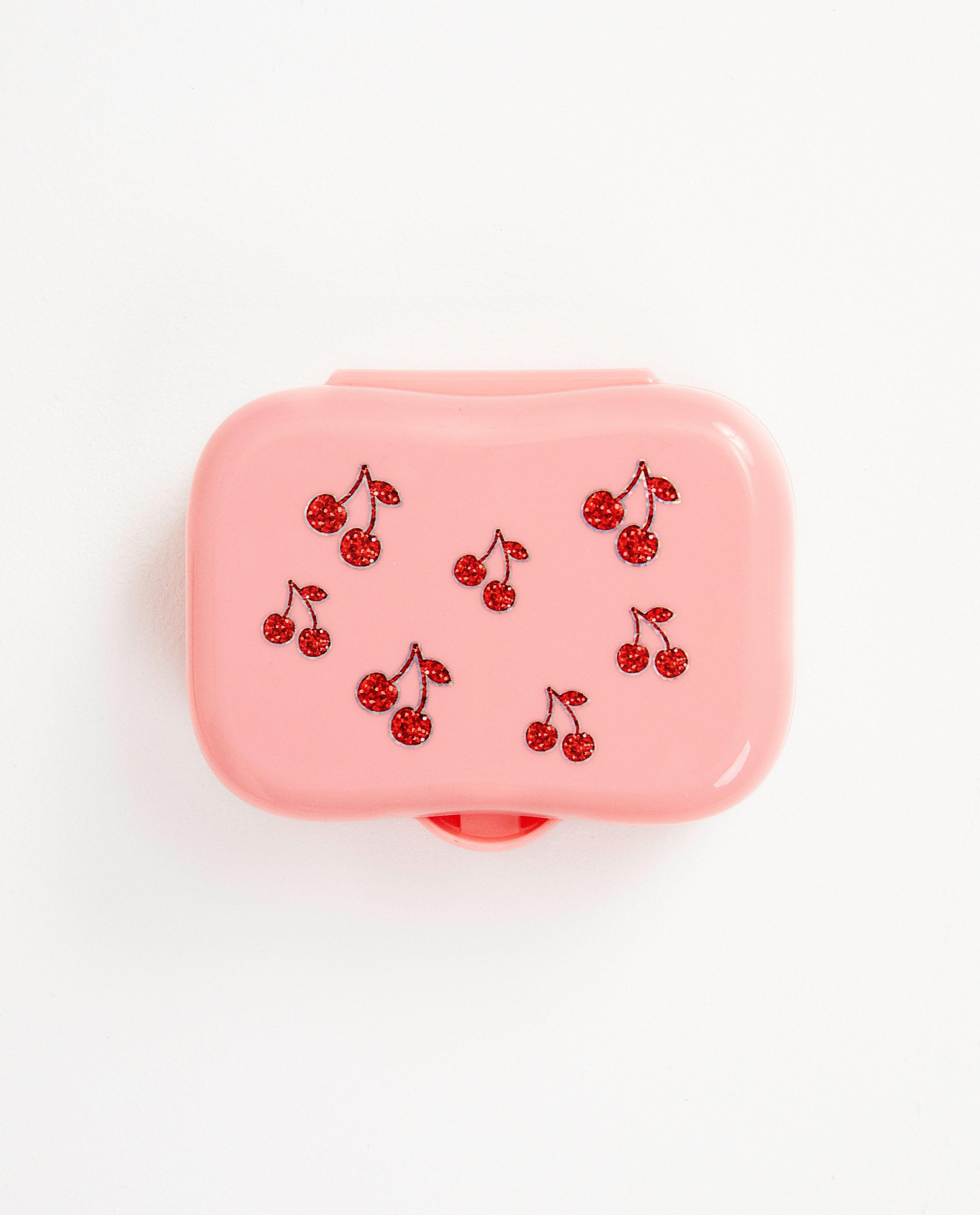 Roze koekendoosje met print - op de deksel - JBC