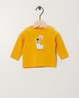 T-shirt jaune à manches longues - coton bio, imprimé - Newborn 50-68