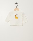 T-shirt blanc à manches longues - coton bio, imprimé - Newborn 50-68