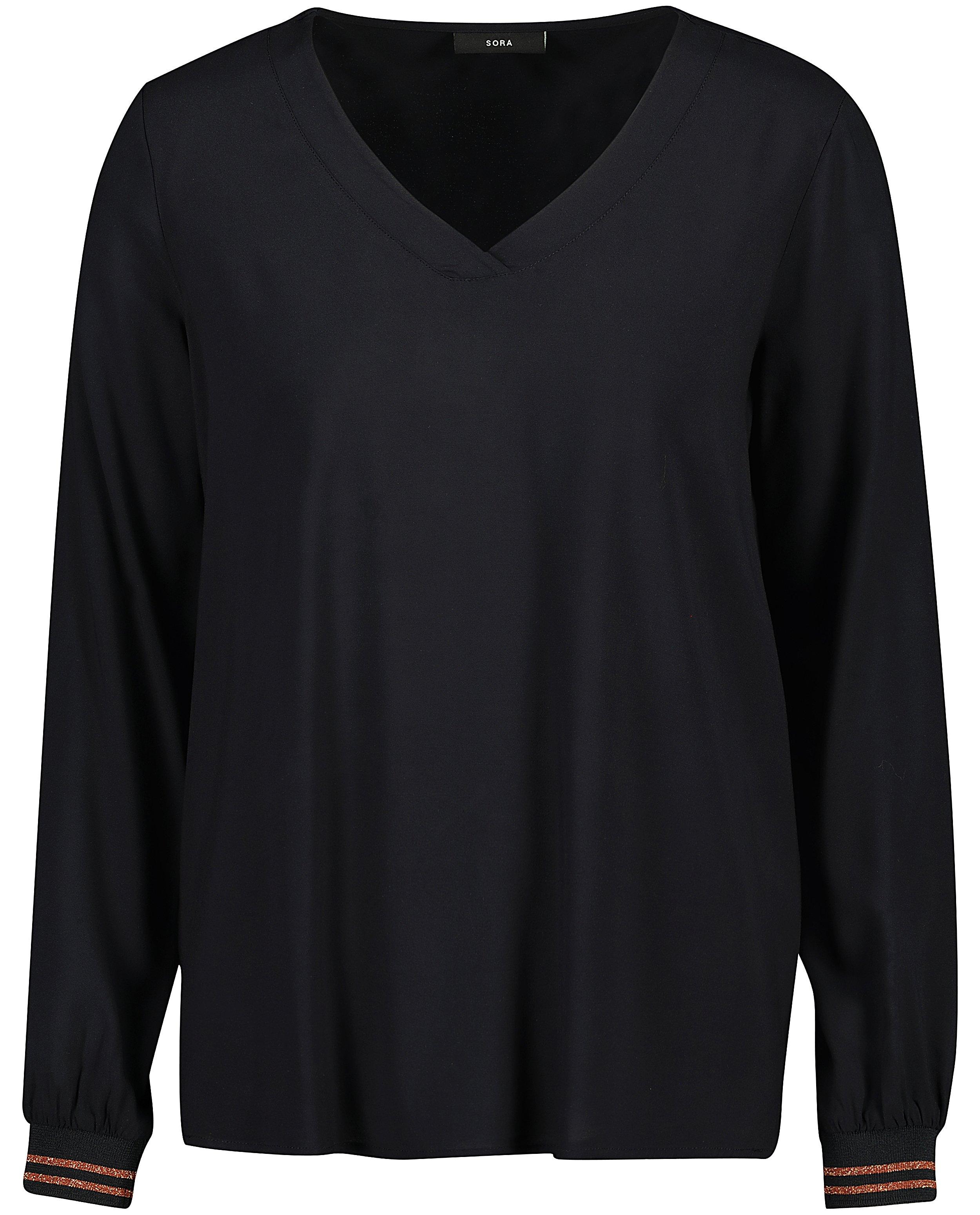 Hemden - Zwarte blouse met V-hals Sora