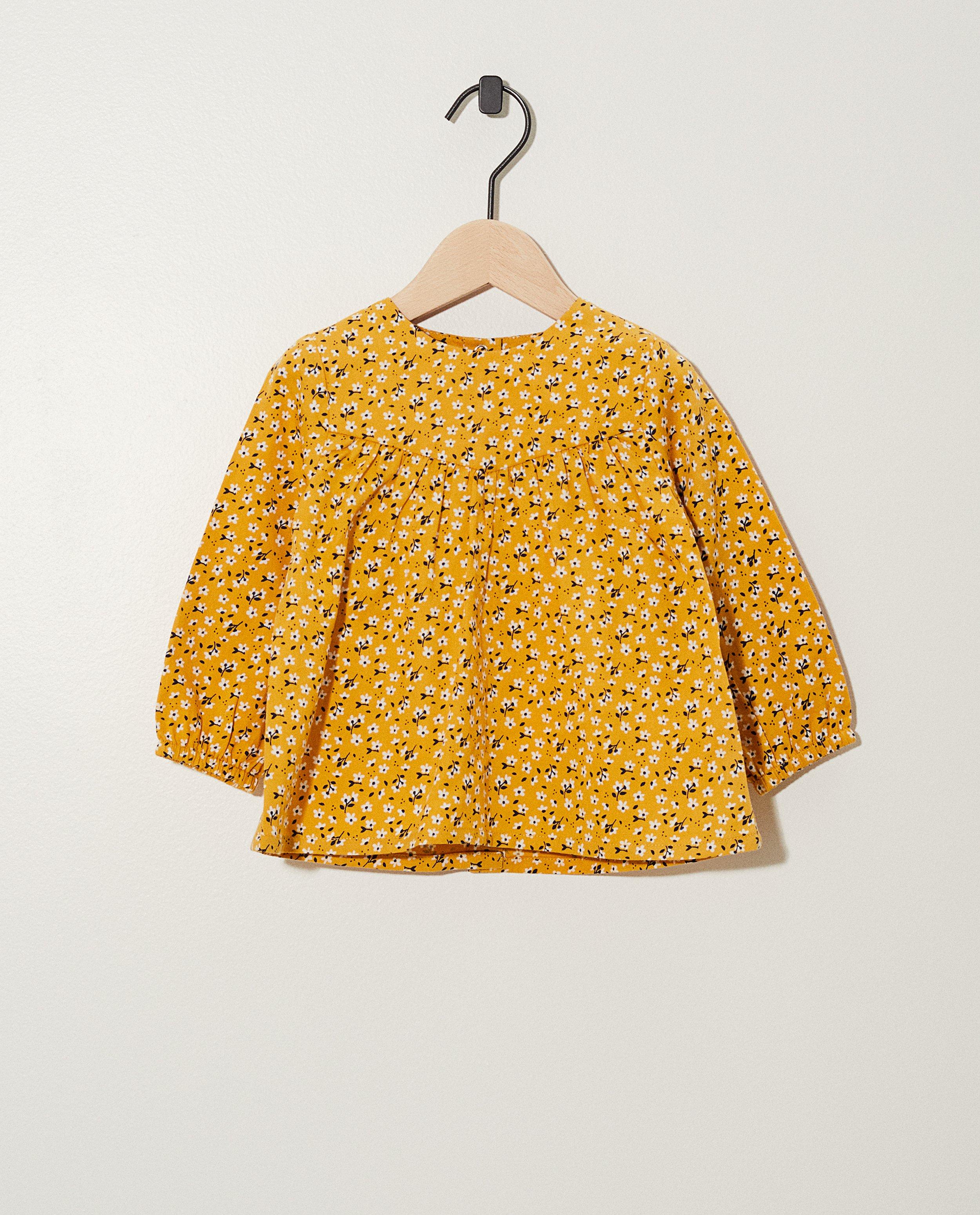 Gele blouse met print BESTies  - van bloemetjes - Besties