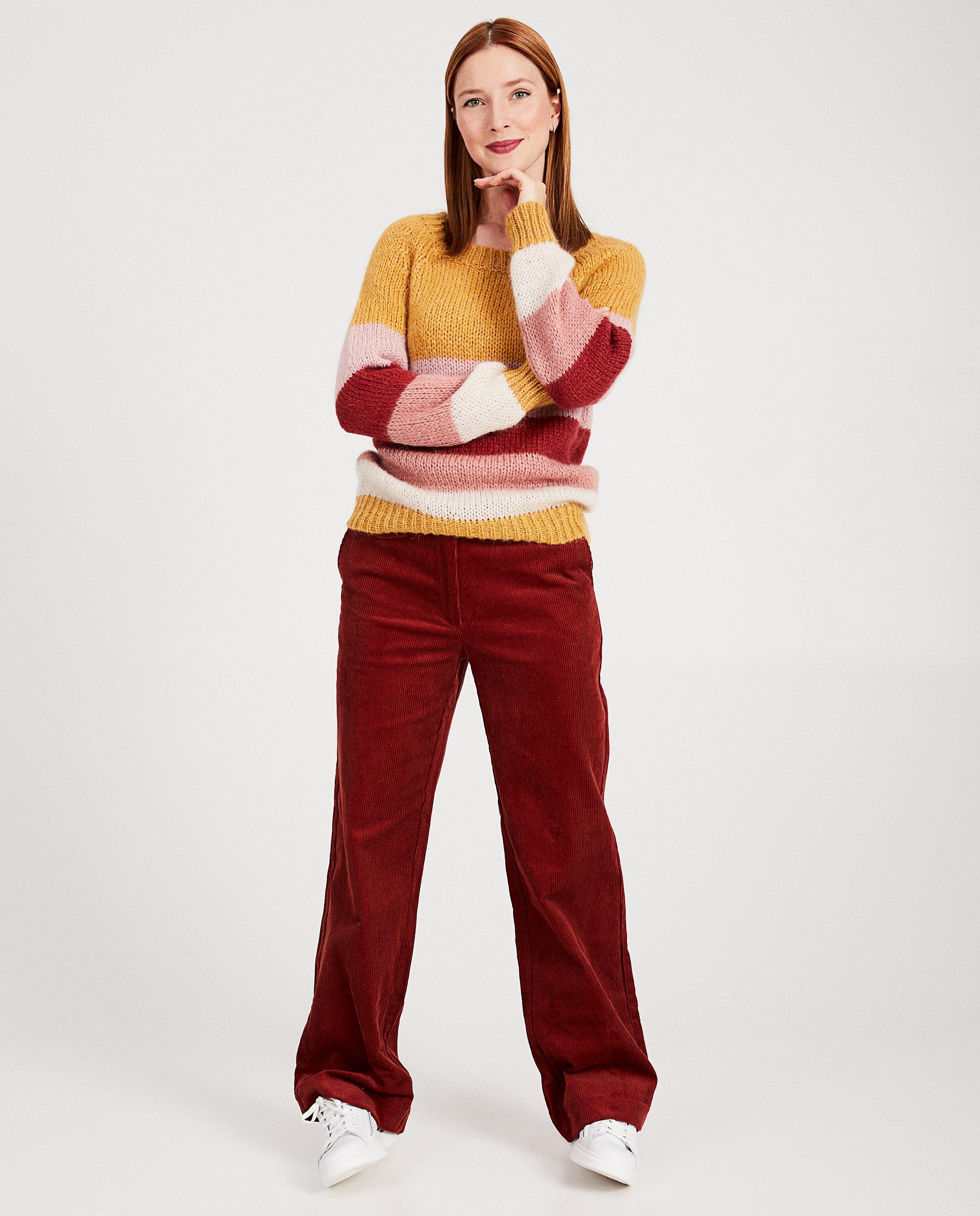 Broek in ribfluweel Karen Damen - in donkerrood - Karen Damen