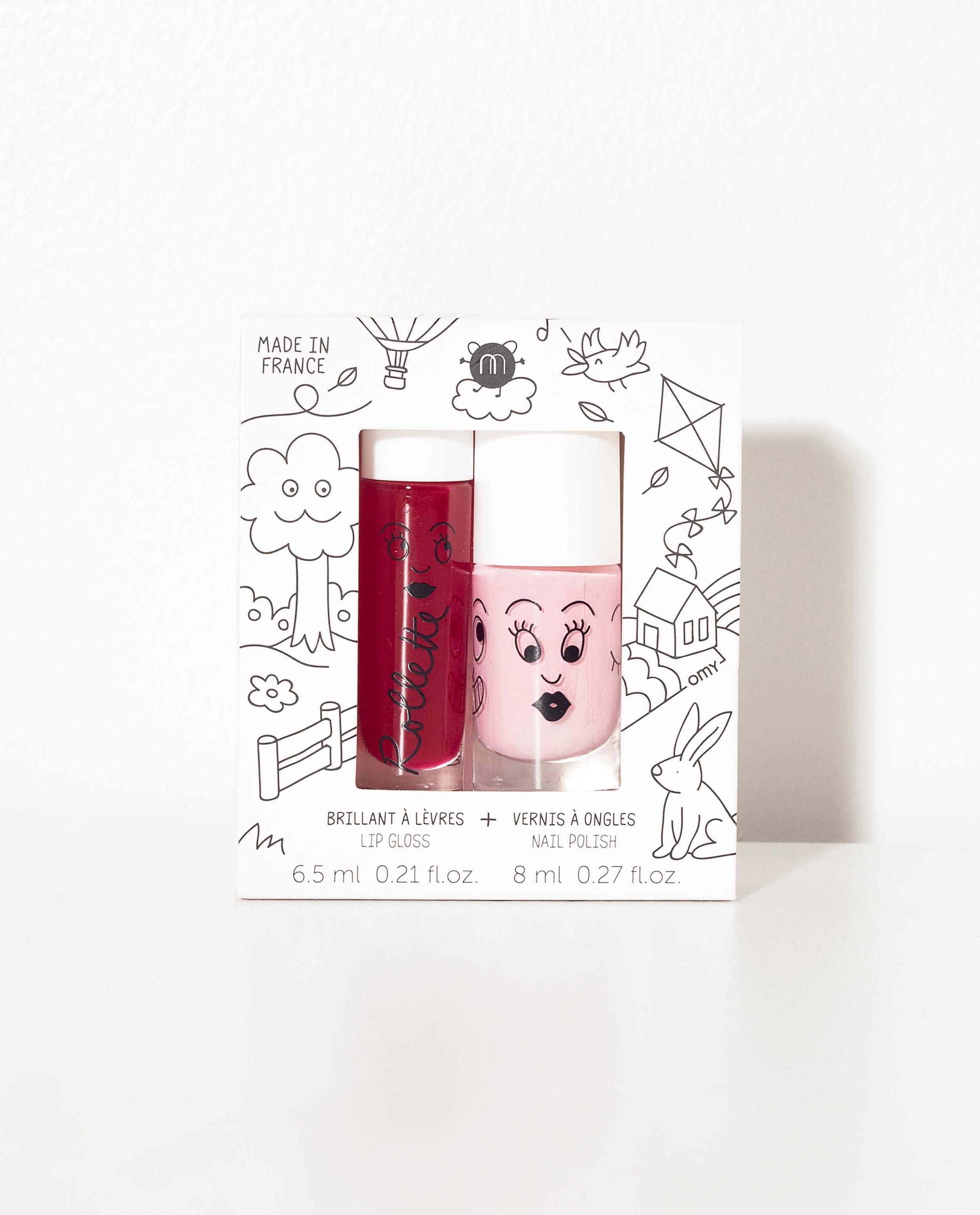 Set: lipgloss + nagelak Nailmatic - donkerrood en roze - JBC