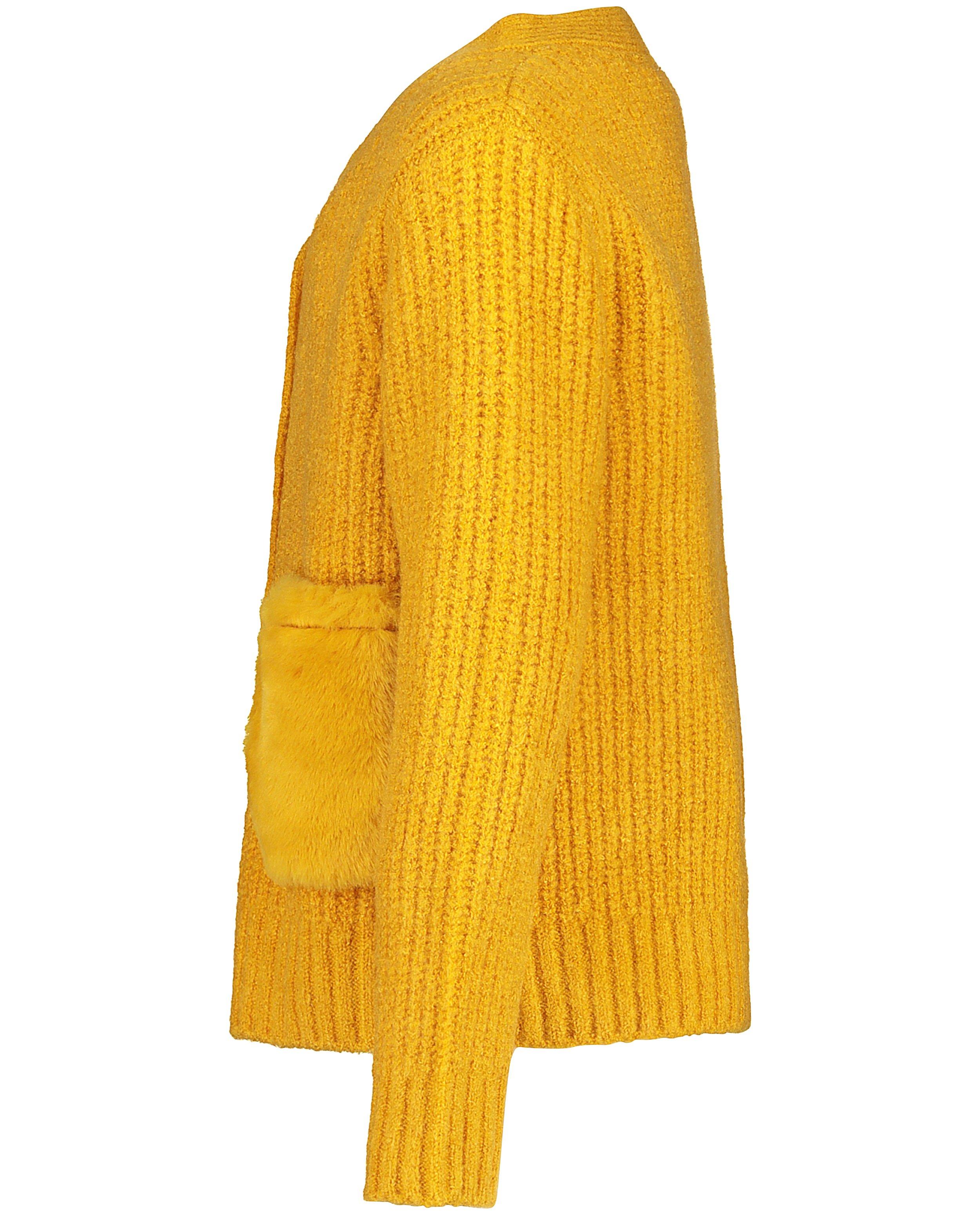 Cardigans - Gilet jaune, poches en fourrure