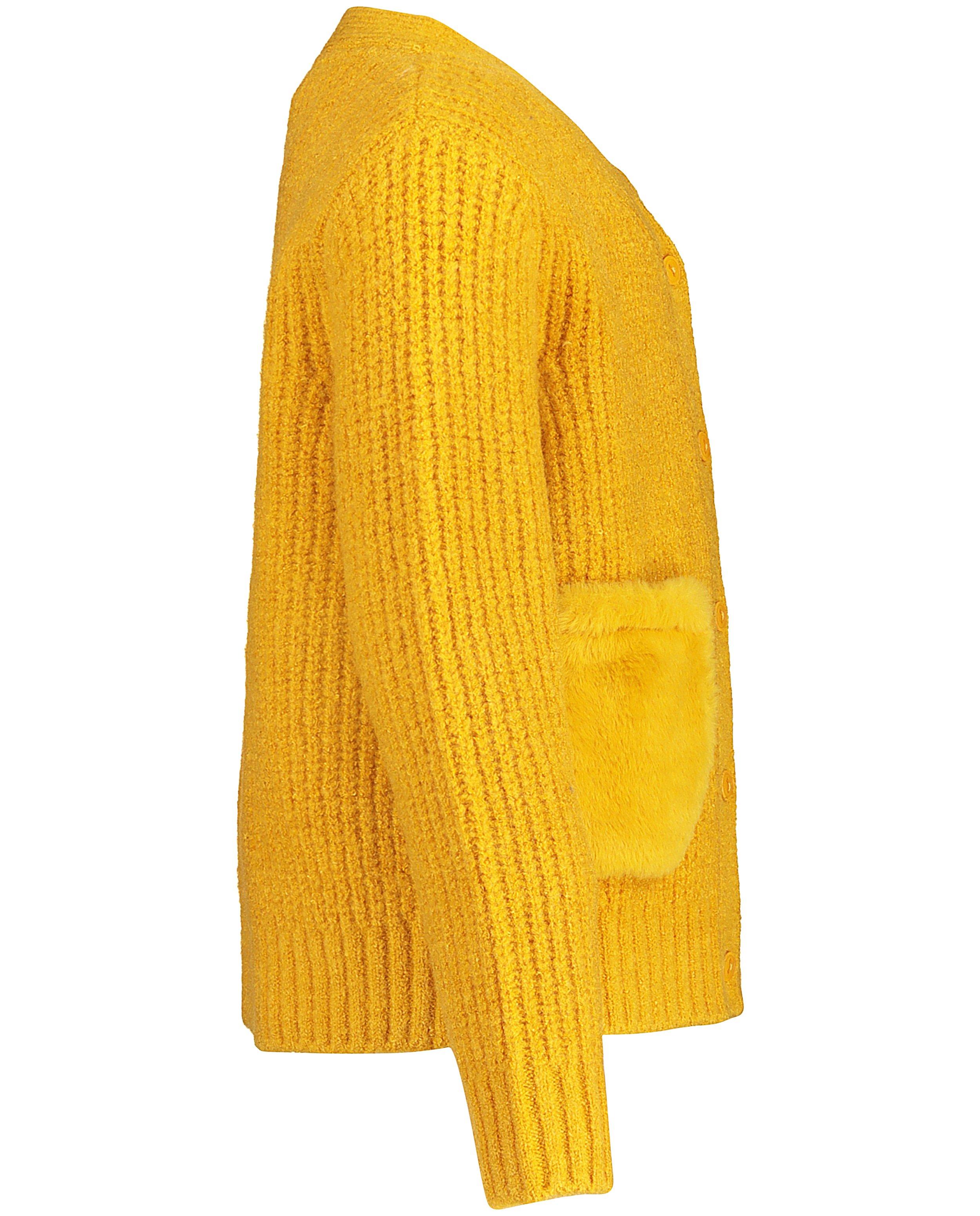 Cardigans - Gilet jaune, poches en fourrure