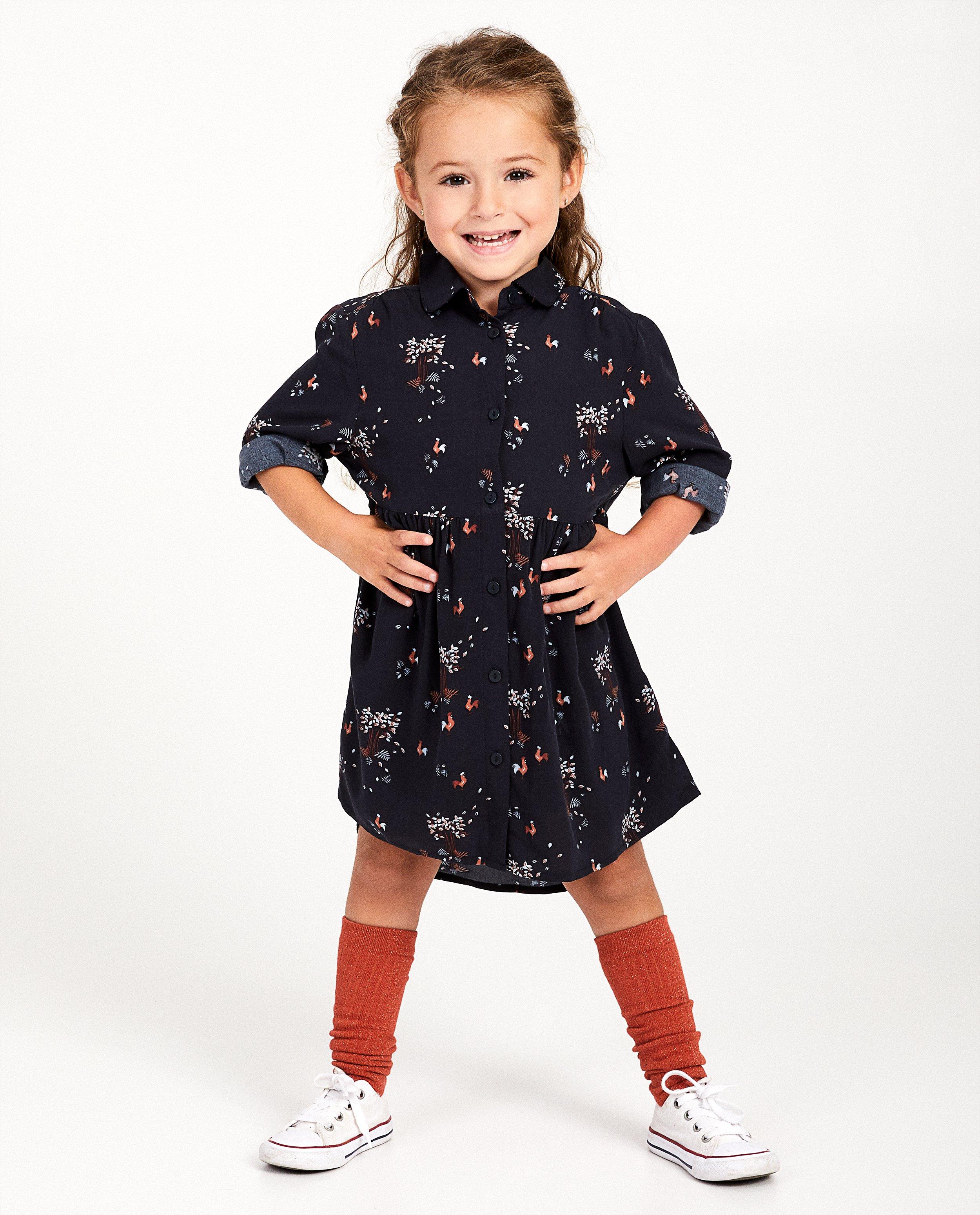 Blauw jurk met print Kaatje - van viscose - Kaatje