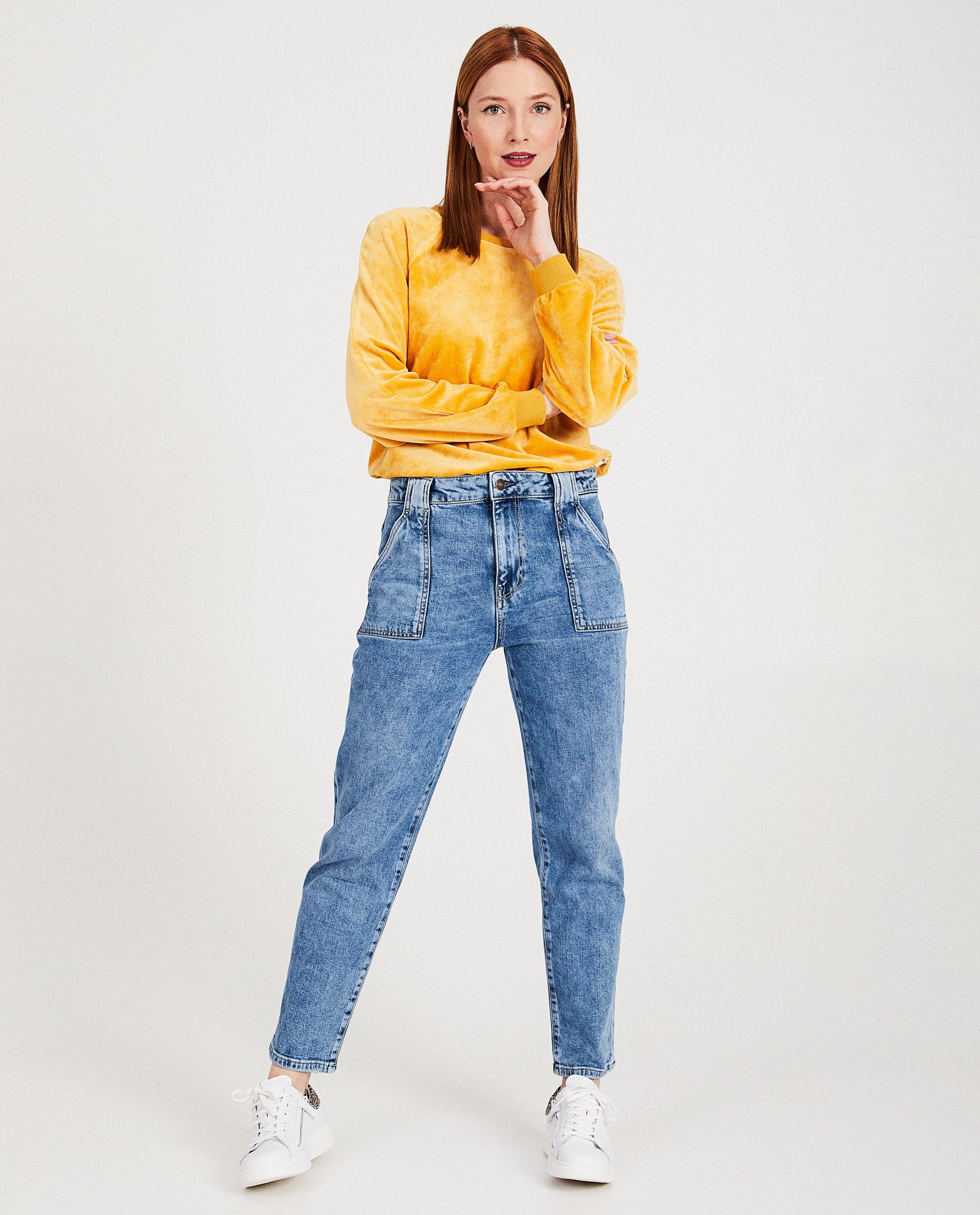 Sweater in fluweel Karen Damen - Product Detail - donkergeel - afbeelding nummer 1