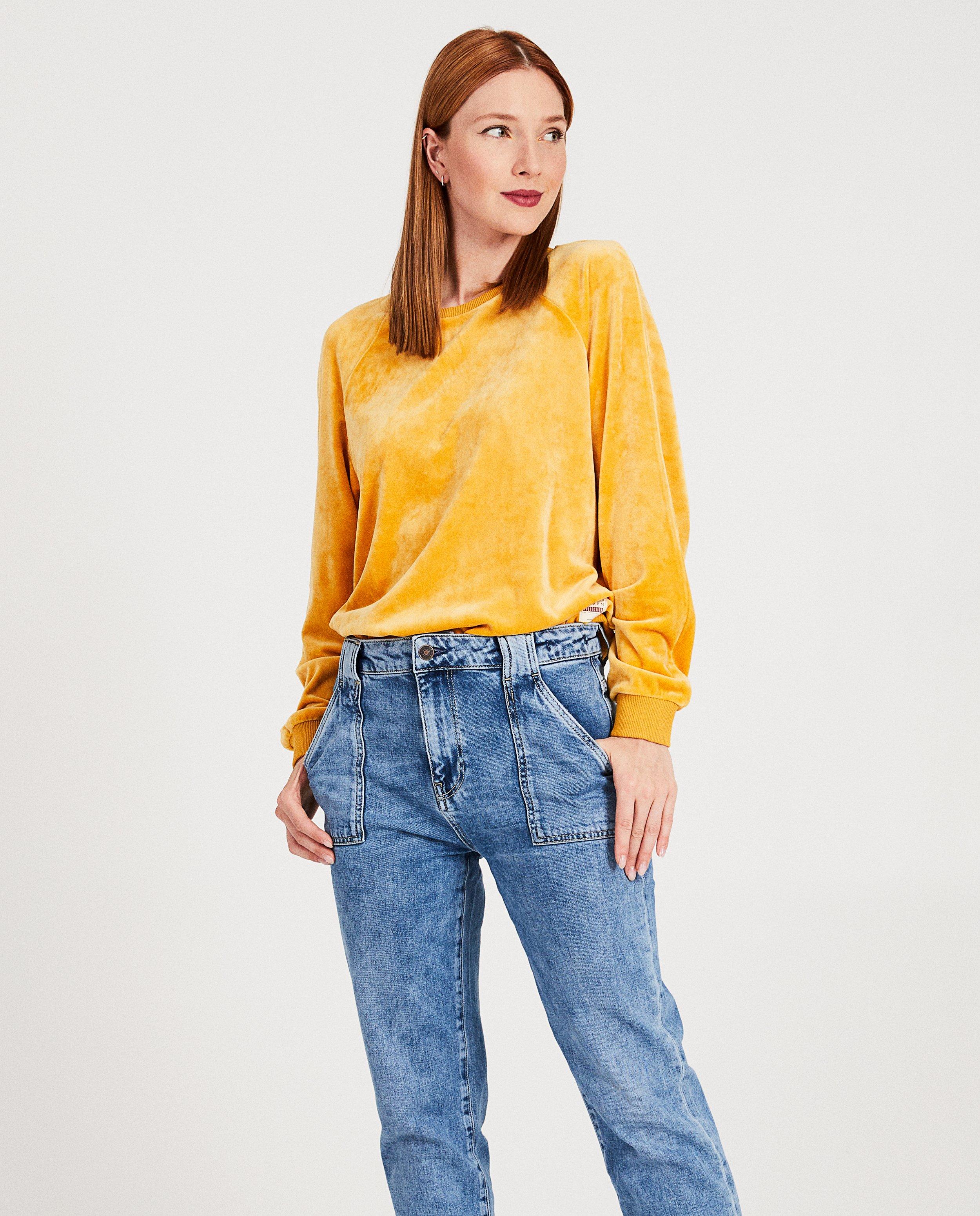 Sweater in fluweel Karen Damen - Product Detail - donkergeel - afbeelding nummer 2