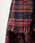 Breigoed - Blauwe sjaal met rood ruitpatroon