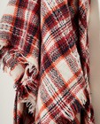 Breigoed - Witte sjaal met rood ruitpatroon