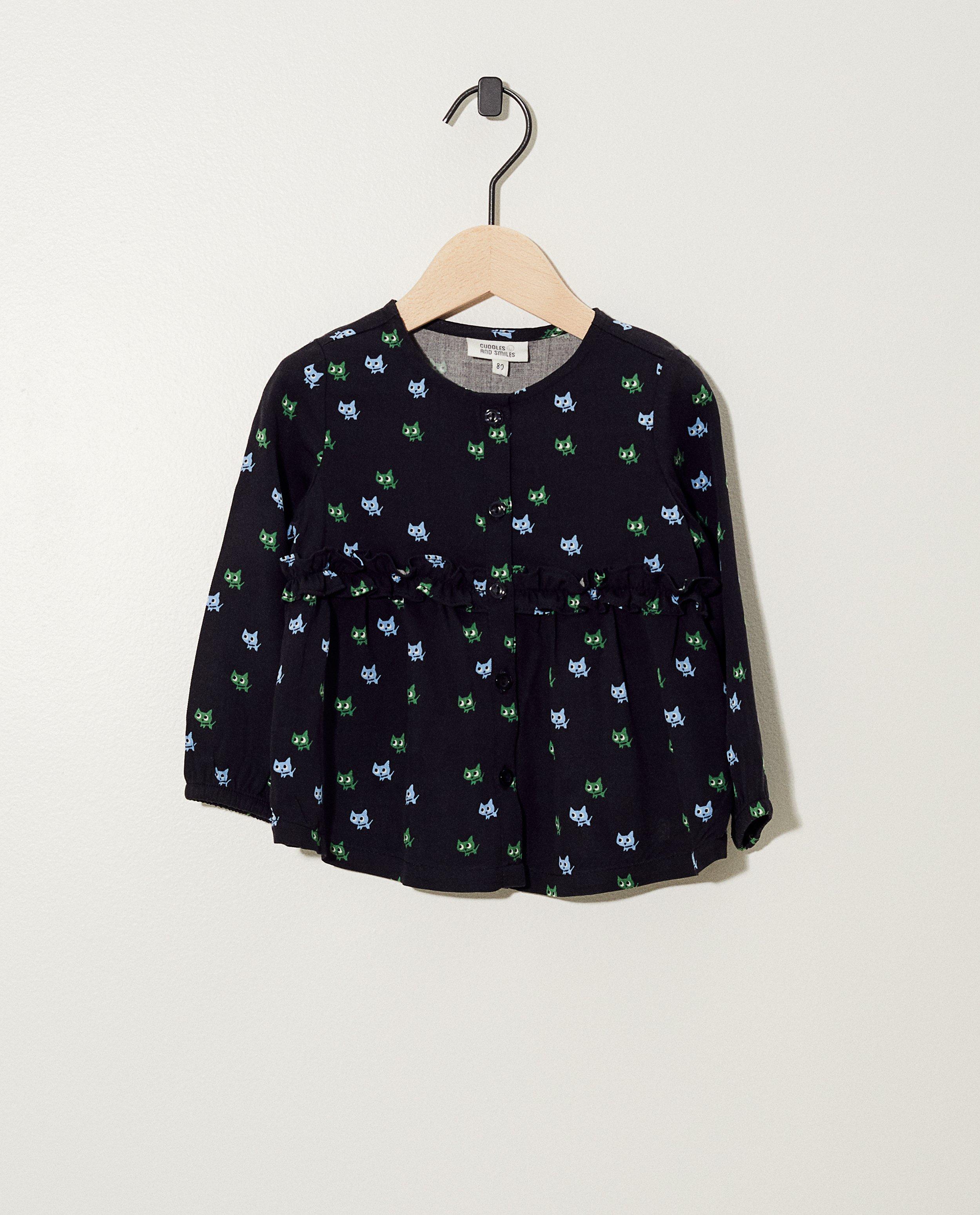Antracietgrijze blouse met katjes - katjes - JBC