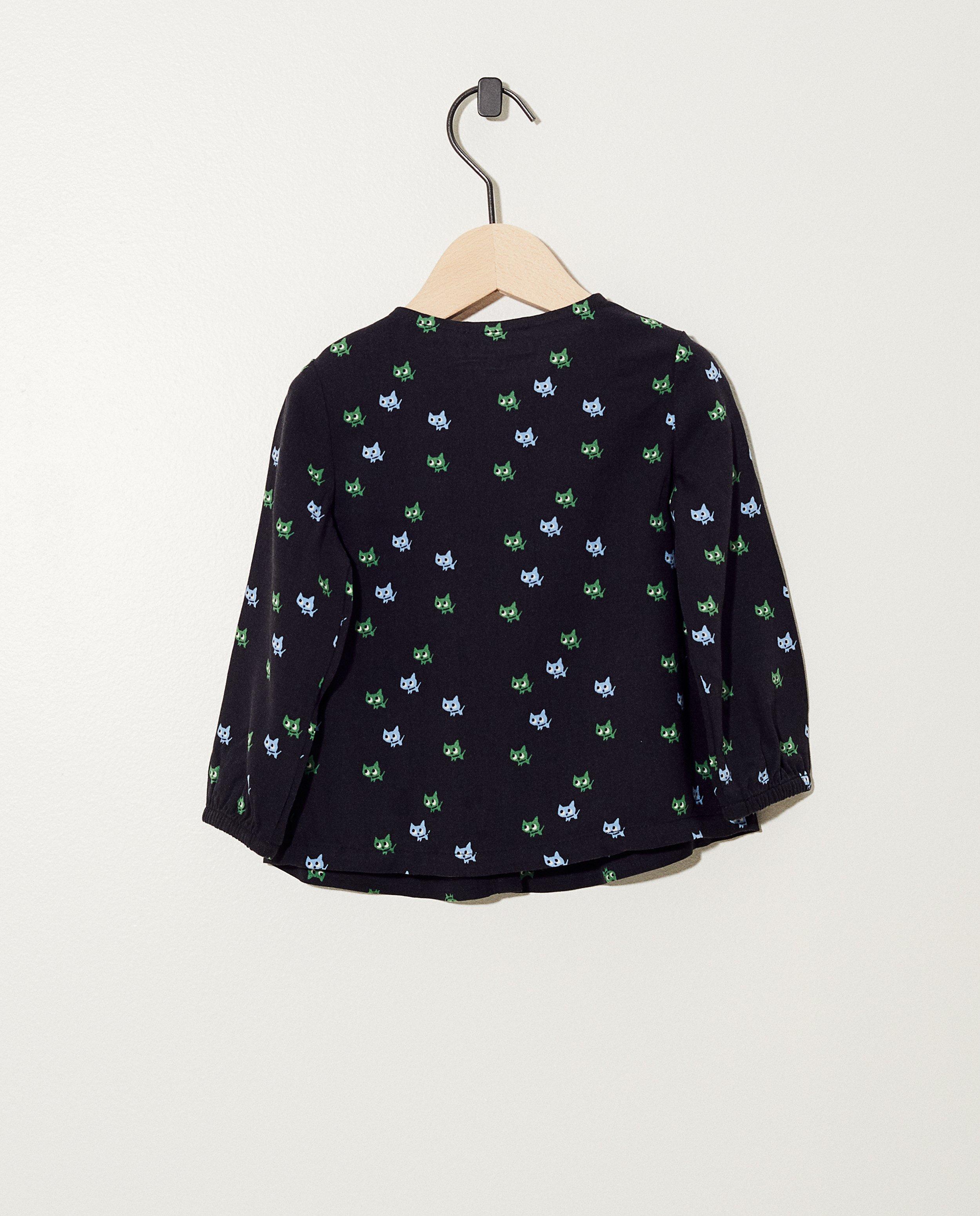 Hemden - Antracietgrijze blouse met katjes