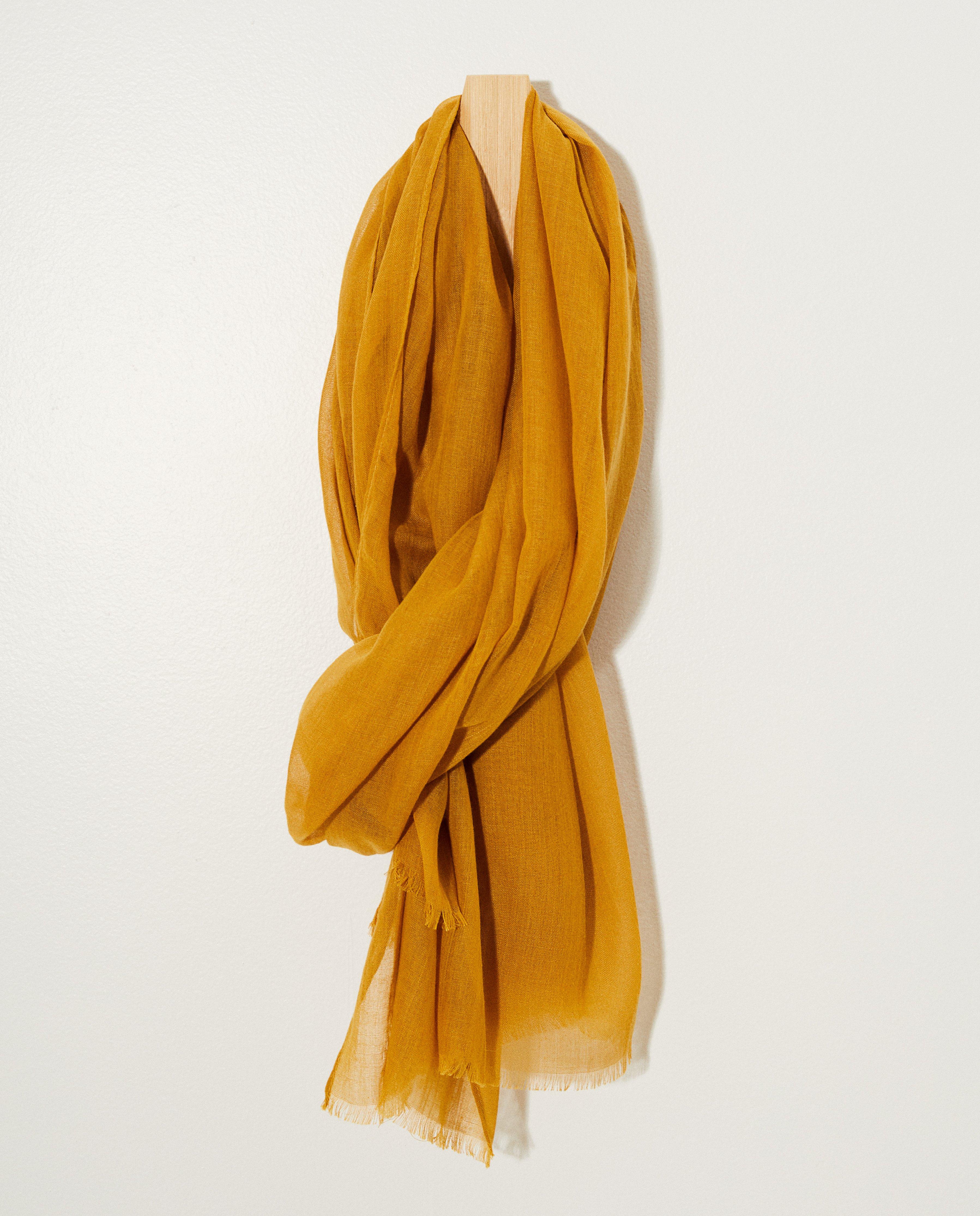 Écharpe jaune avec effilochures - transparente - JBC