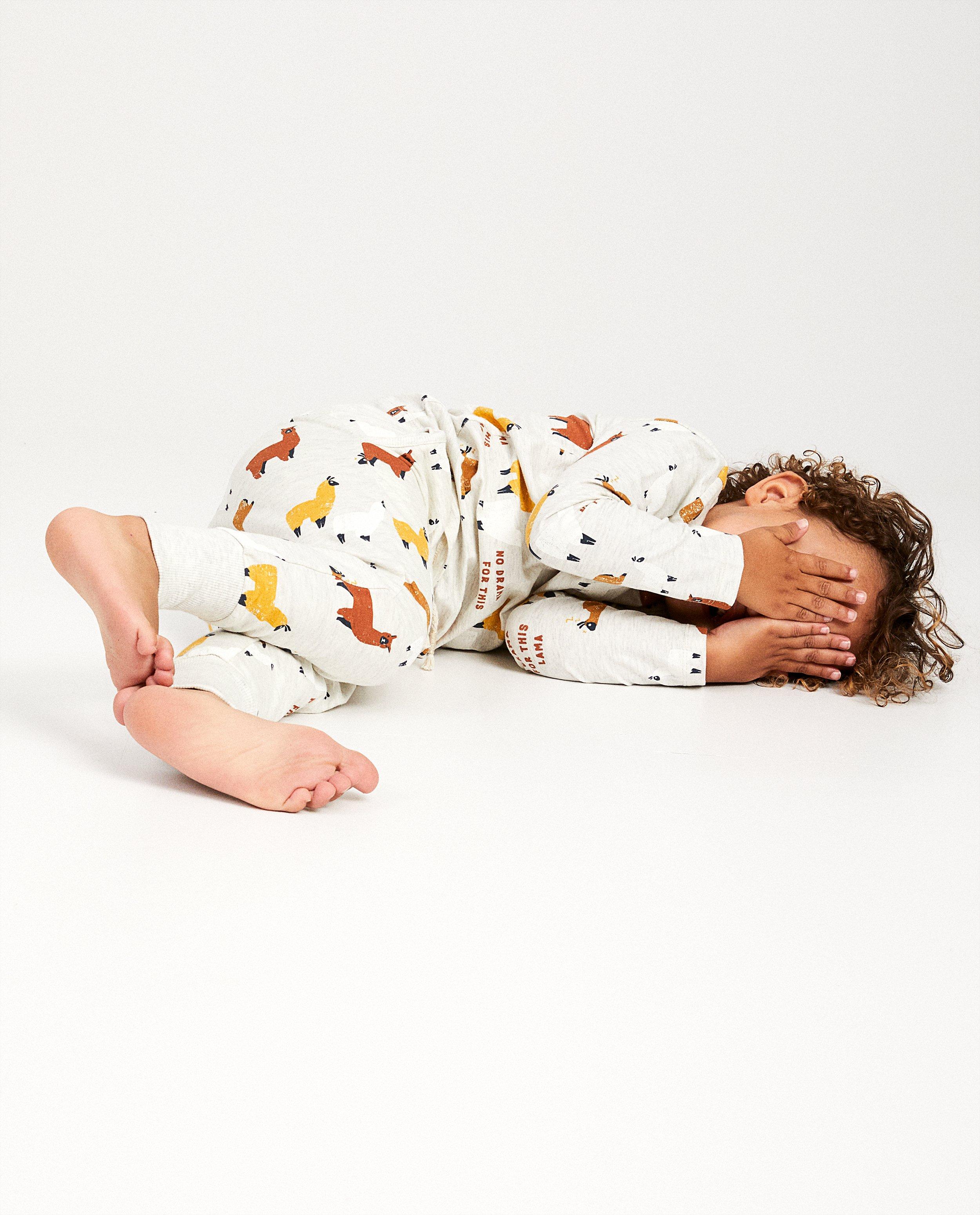 Lichtgrijze broek met print - van lama's - JBC