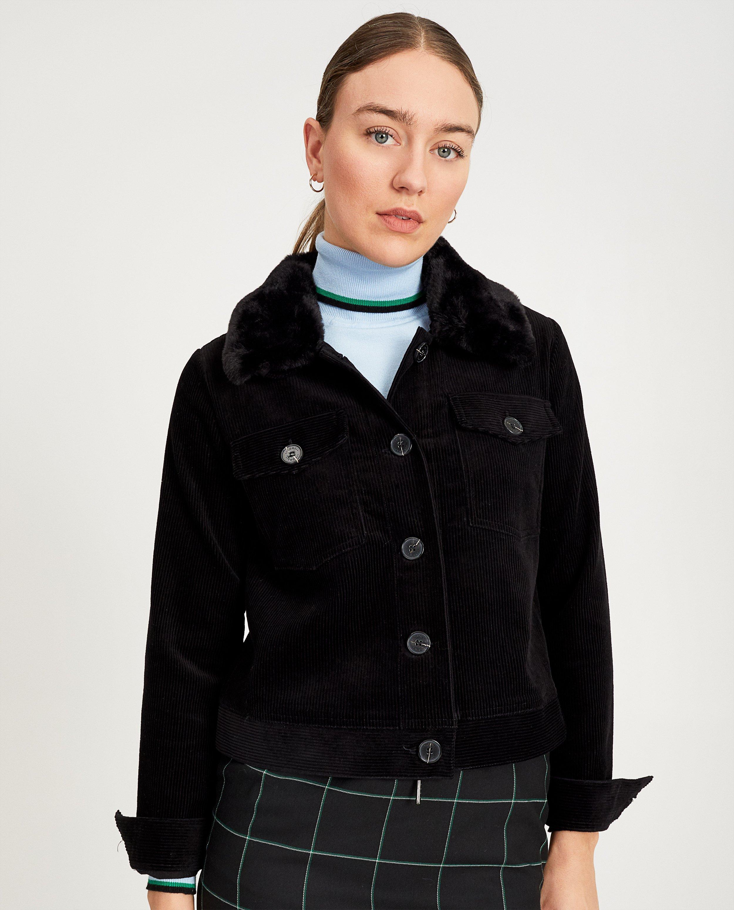 Blazers - Zwarte ribfluwelen jas Sora