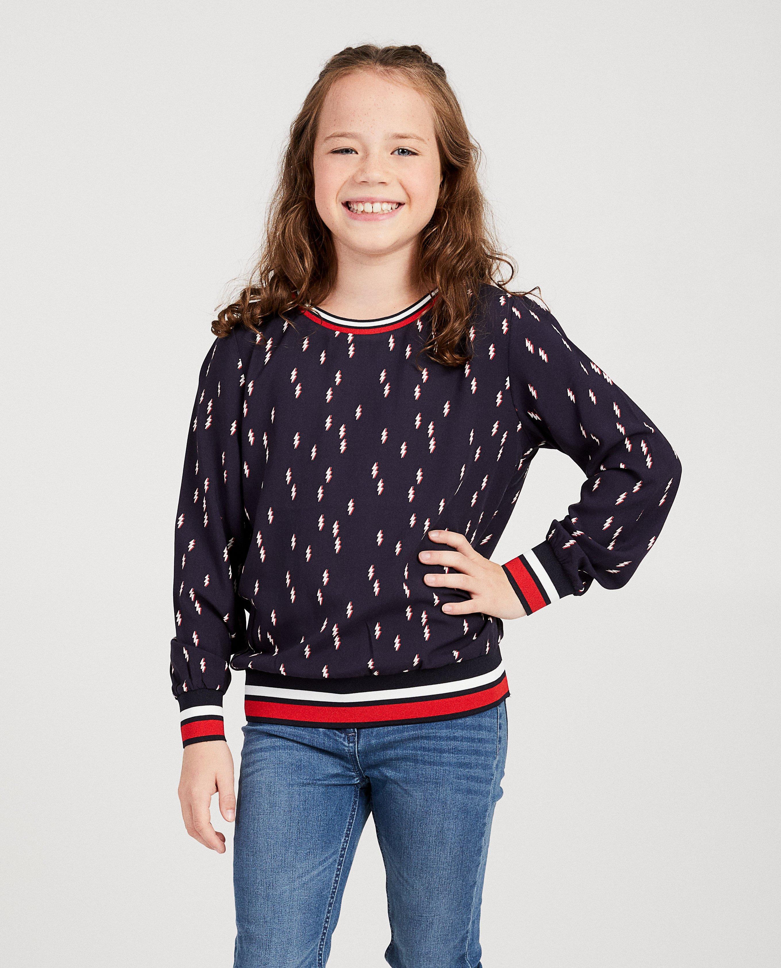 Hemden - Blauwe blouse met bliksemschichten