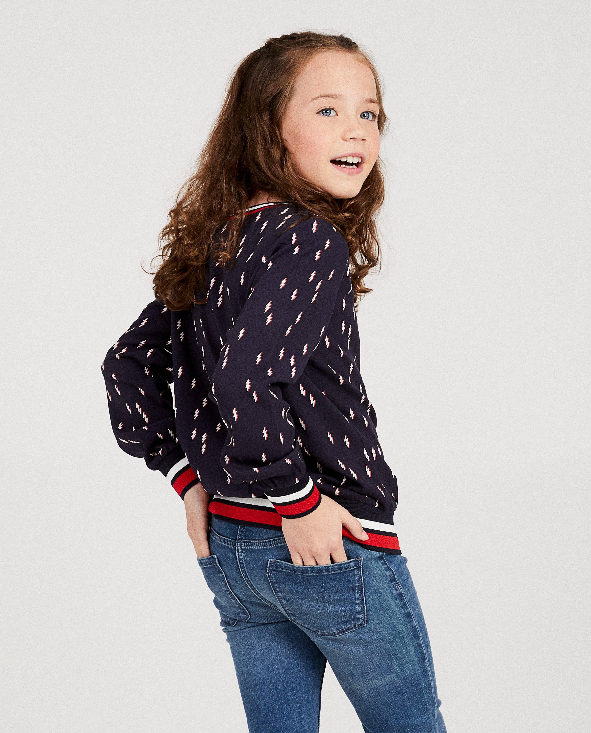 Hemden - Blauwe blouse met bliksemschichten