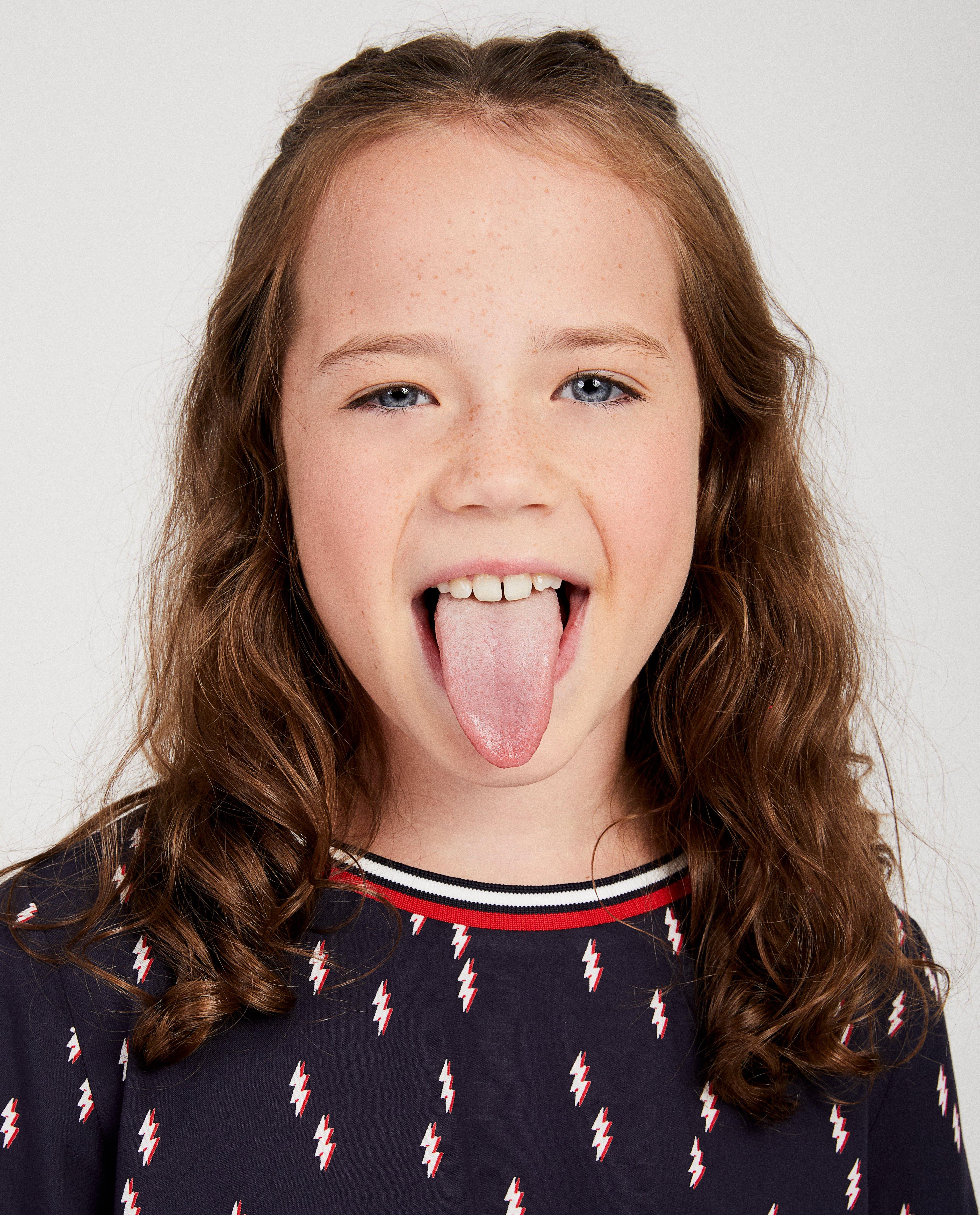 Hemden - Blauwe blouse met bliksemschichten