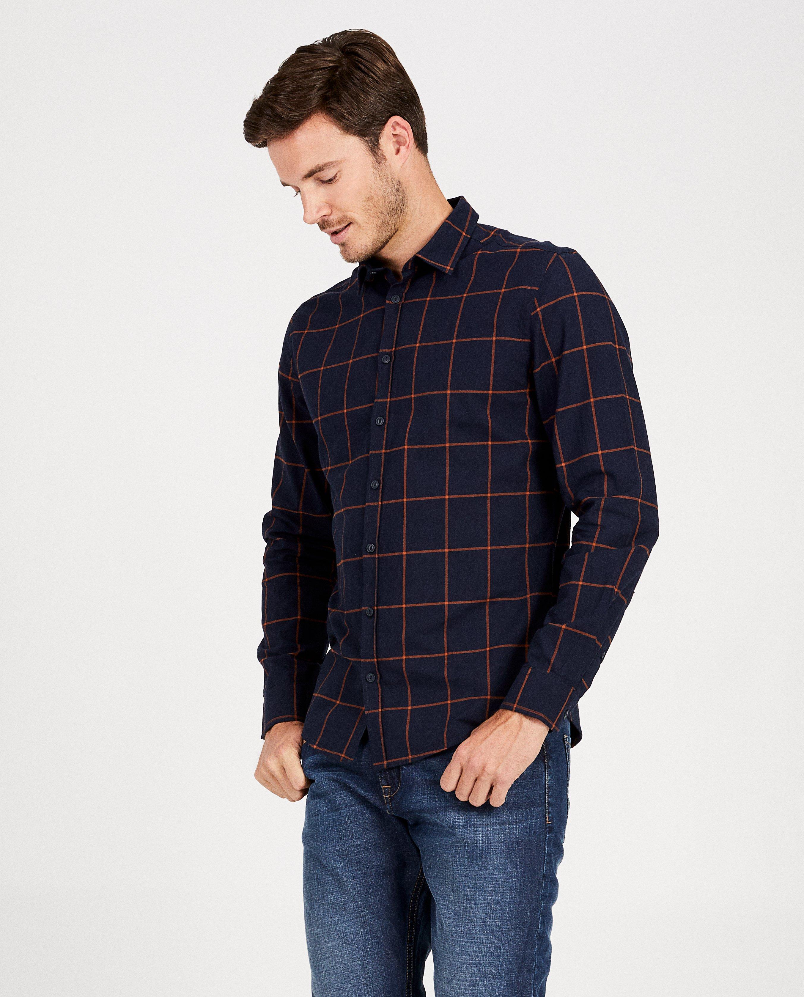 Hemden - Donkerblauw hemd met ruit