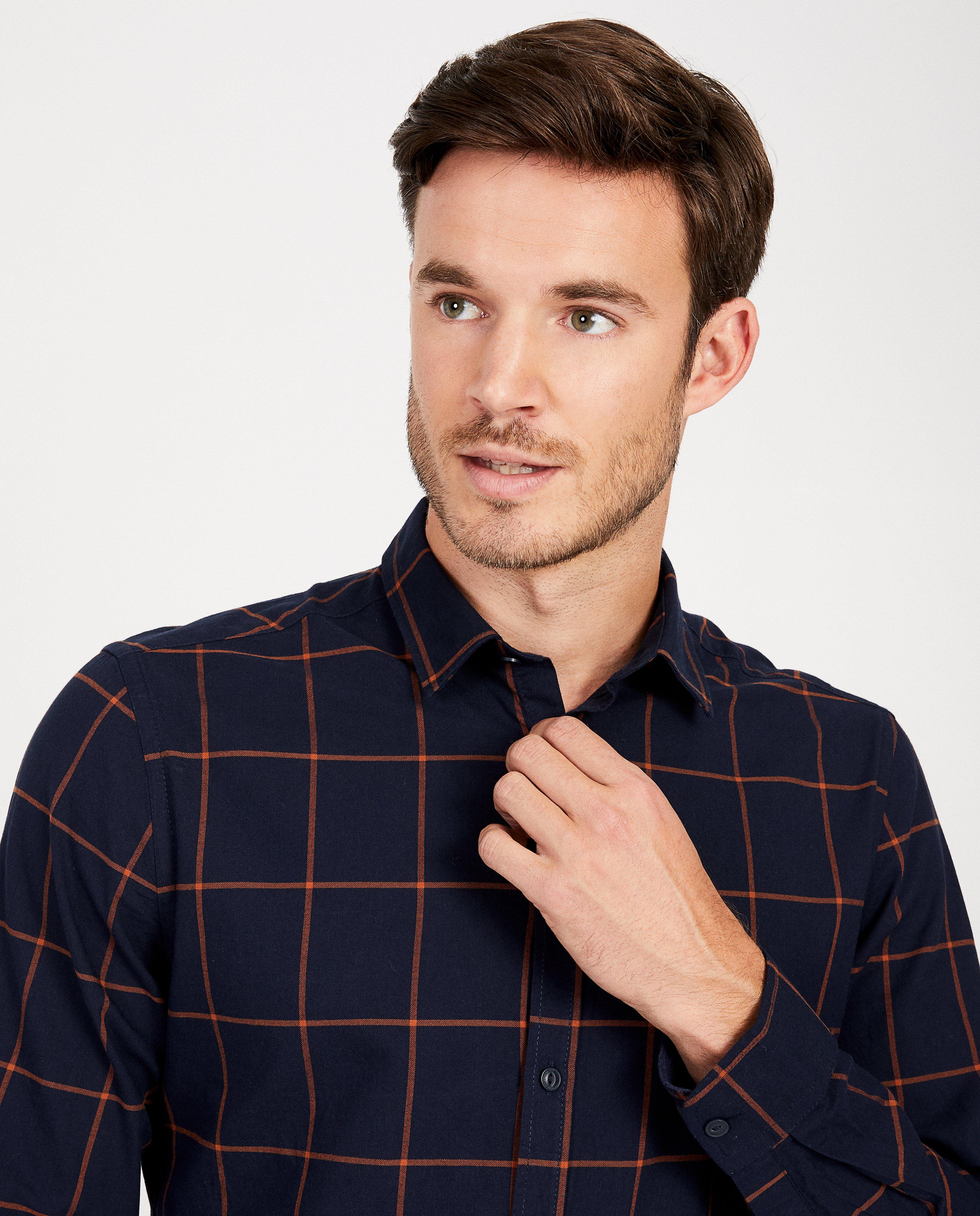 Hemden - Donkerblauw hemd met ruit